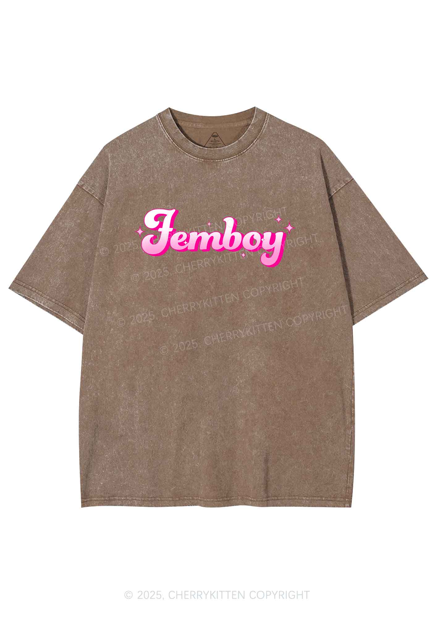 Femboy Pride Y2K Shirts Washed Tee Cherrykitten - Image 6