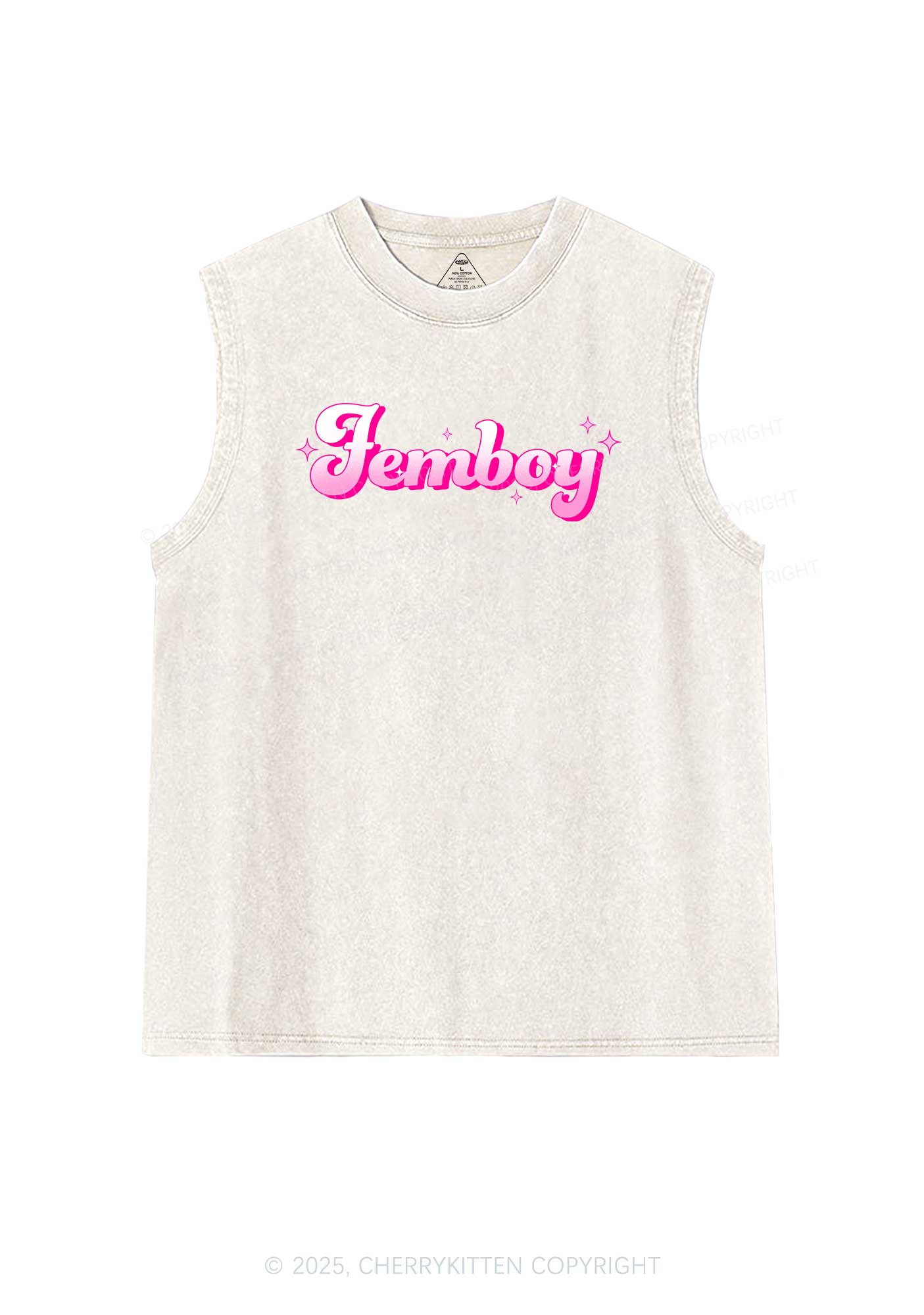 Femboy Pride Y2K Washed Muscle Tank Cherrykitten - Image 4