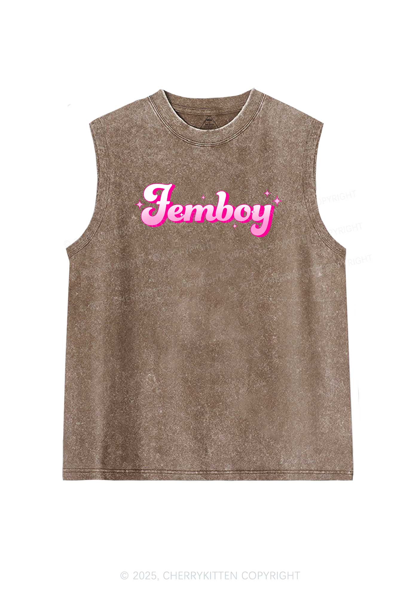 Femboy Pride Y2K Washed Muscle Tank Cherrykitten - Image 5