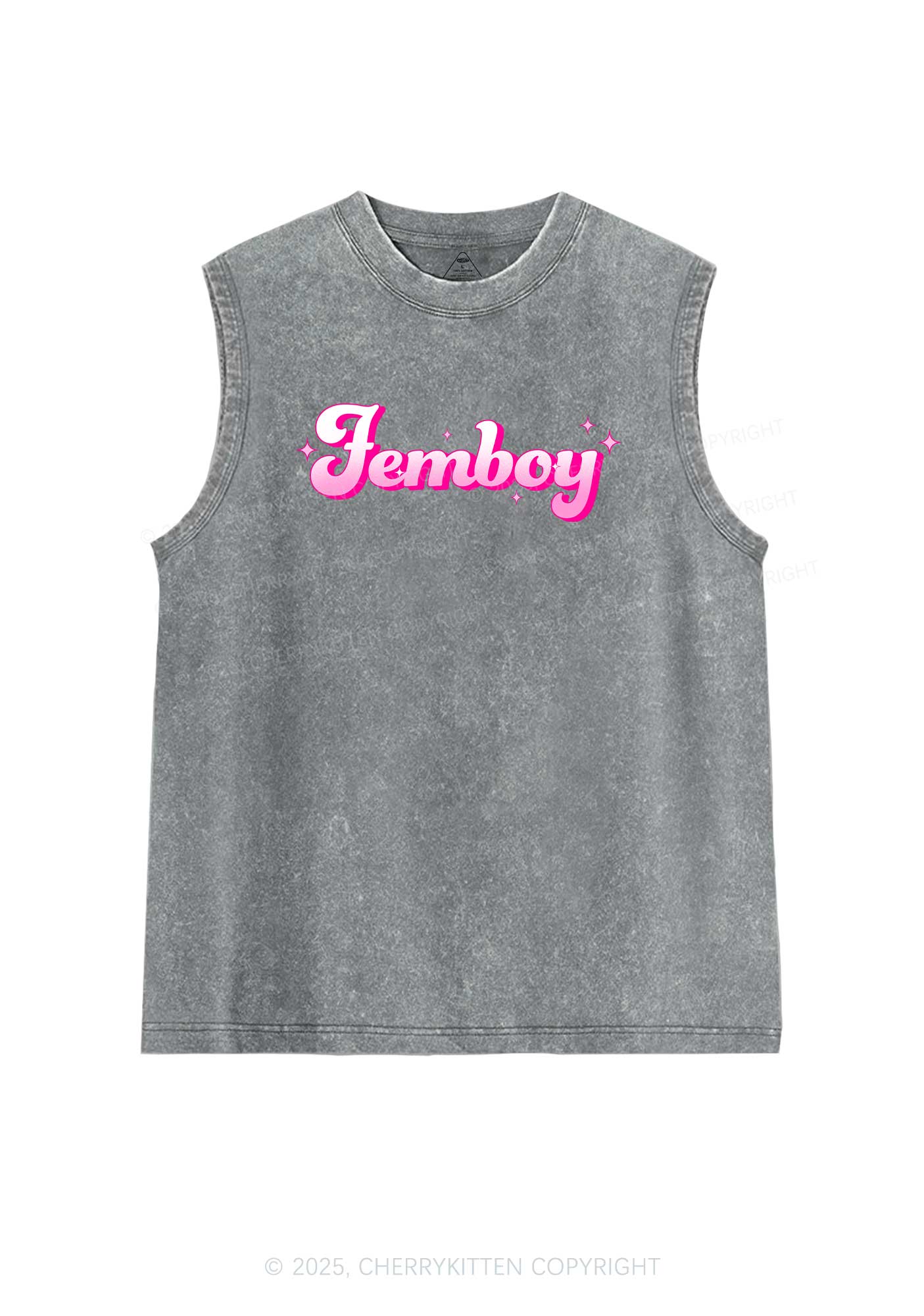 Femboy Pride Y2K Washed Muscle Tank Cherrykitten - Image 6