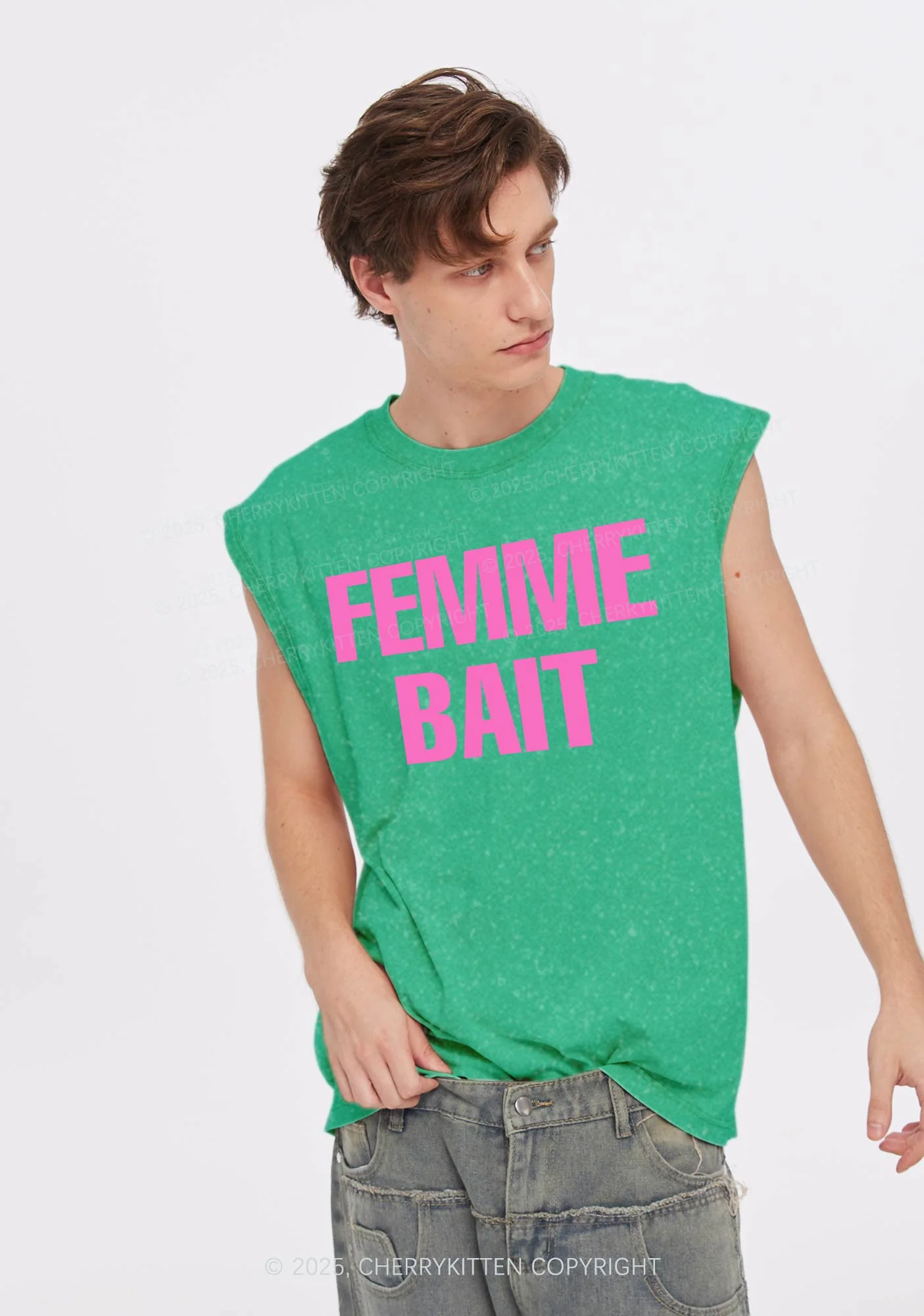 Femme Bait Pride Y2K Washed Muscle Tank Cherrykitten - Image 2