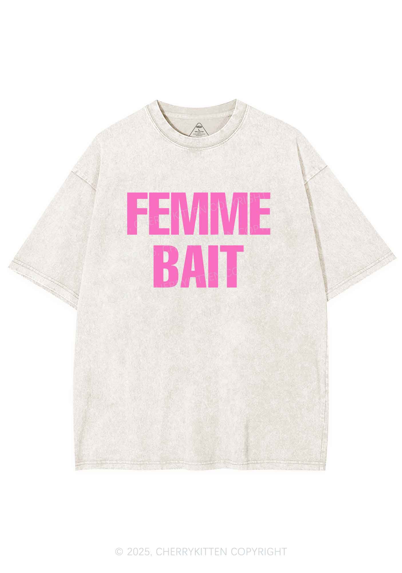 Femme Bait Y2K Shirts Washed Tee Cherrykitten - Image 3