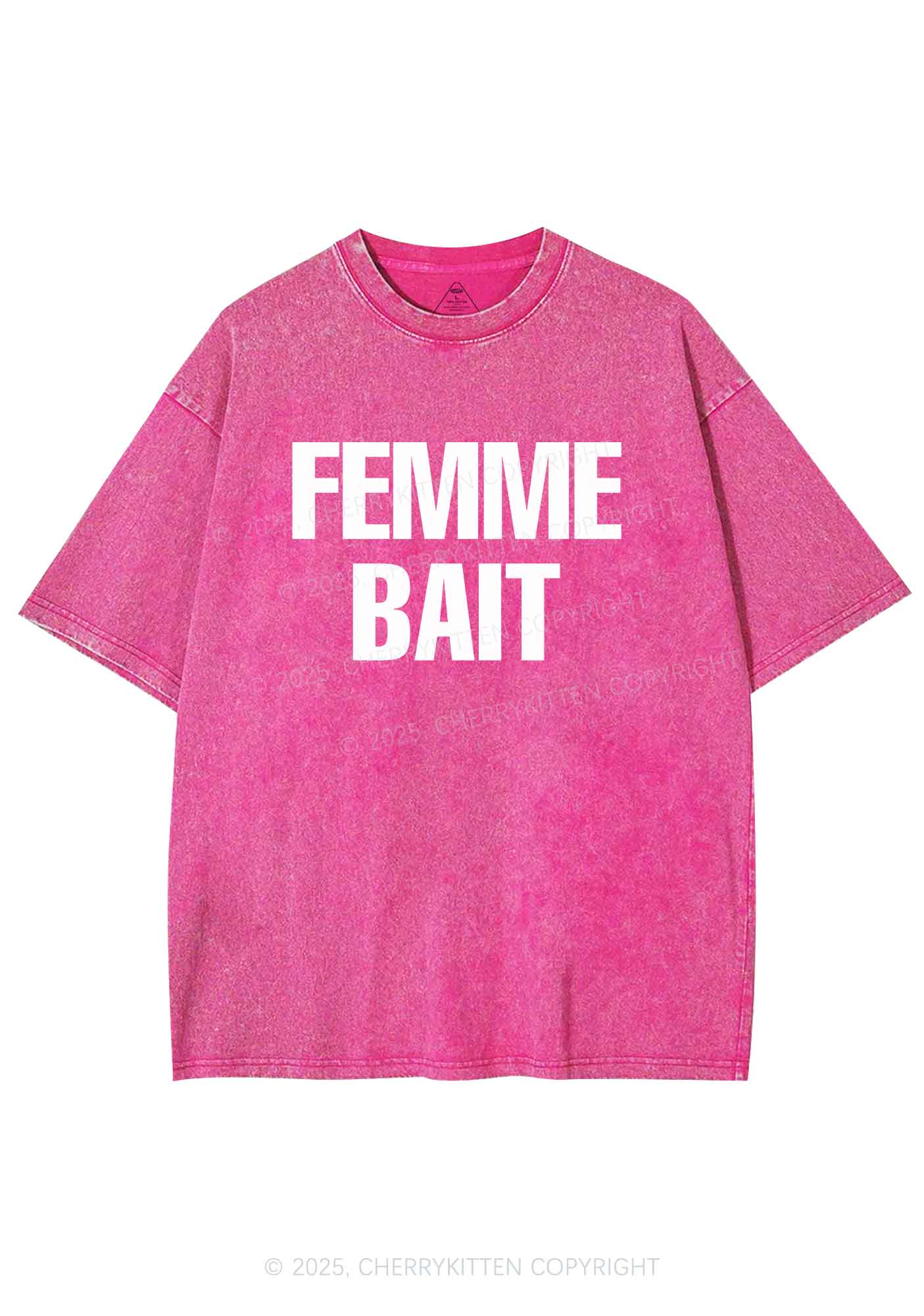 Femme Bait Y2K Shirts Washed Tee Cherrykitten - Image 4