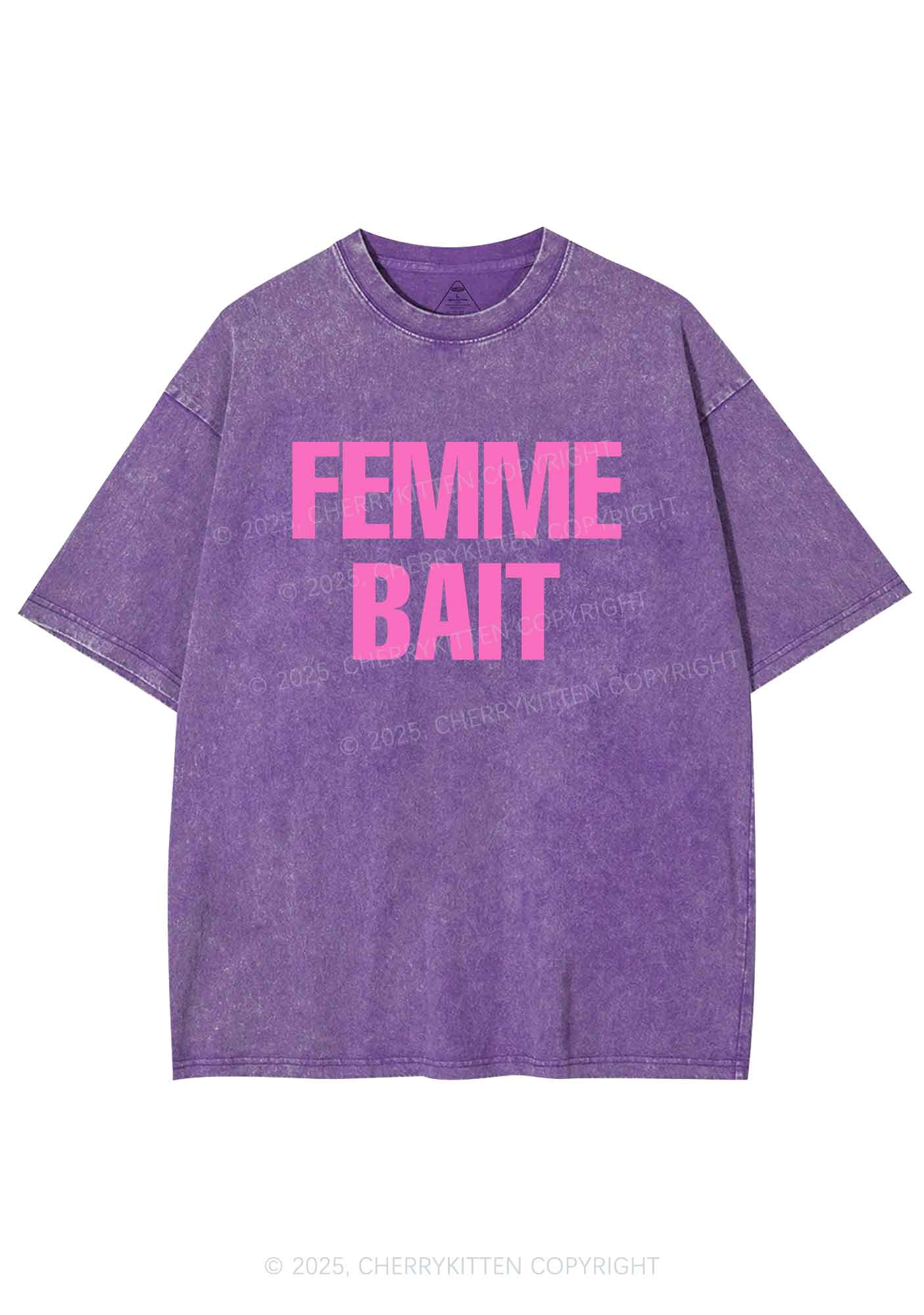 Femme Bait Y2K Shirts Washed Tee Cherrykitten - Image 5