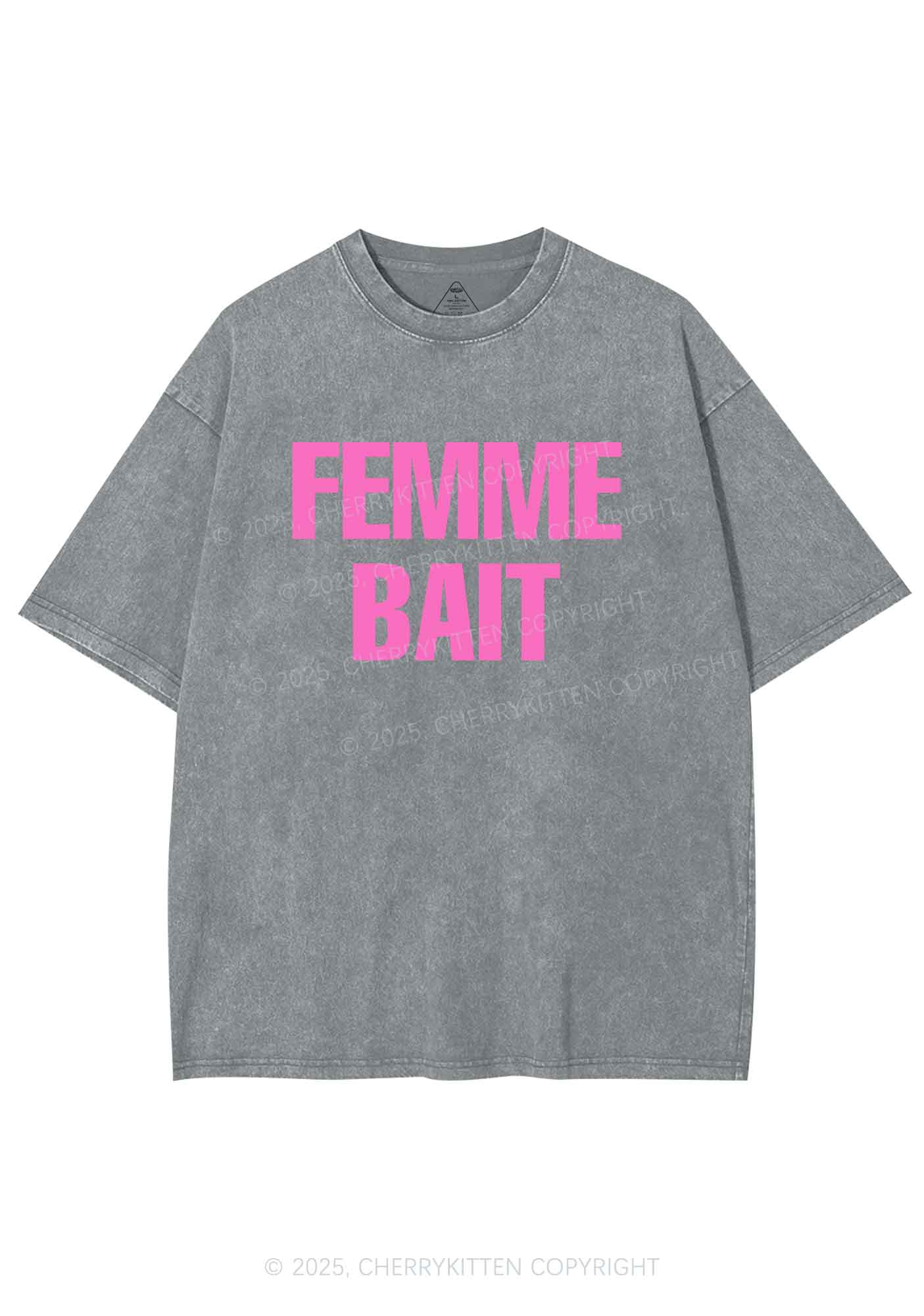 Femme Bait Y2K Shirts Washed Tee Cherrykitten - Image 7