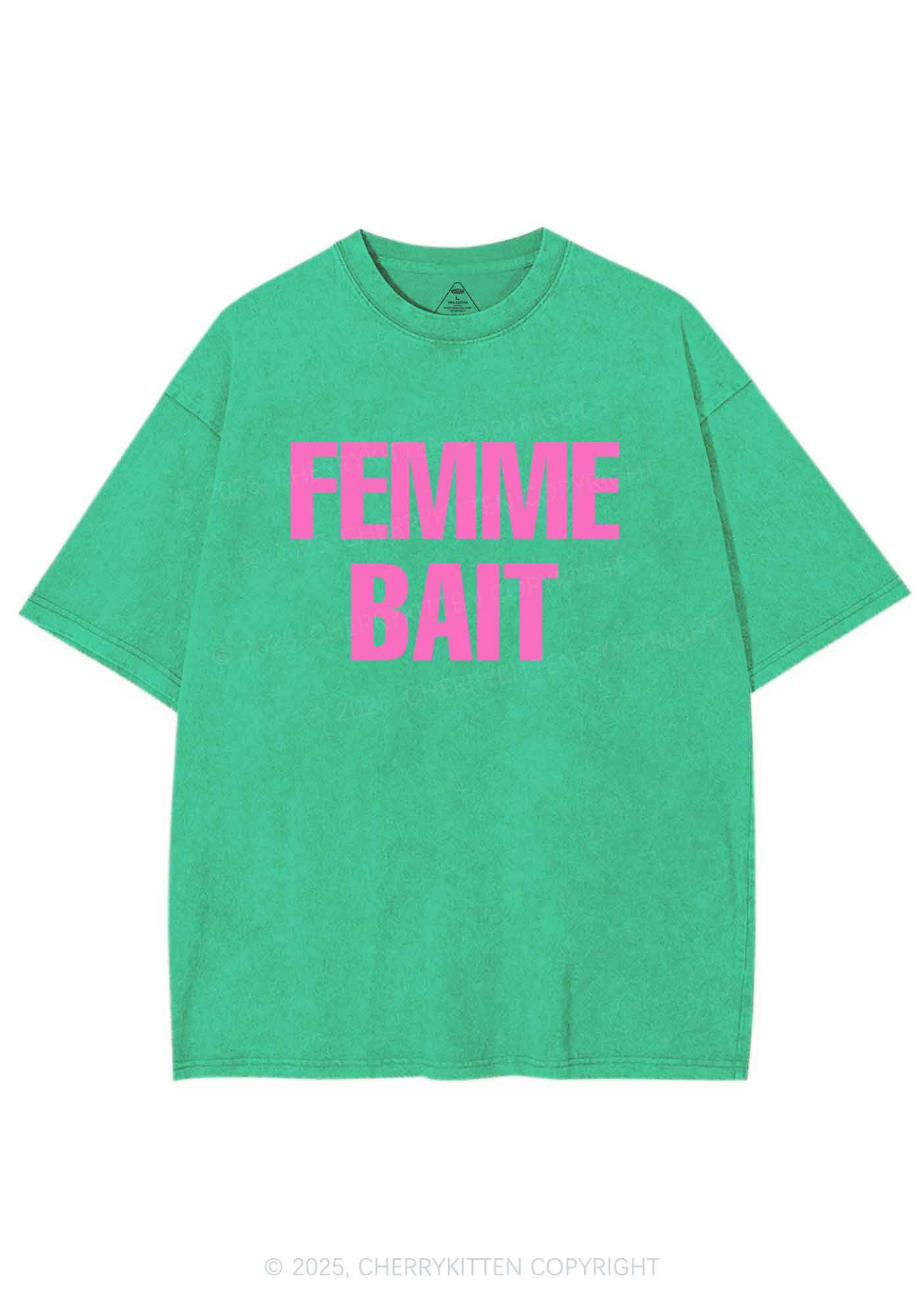 Femme Bait Y2K Shirts Washed Tee Cherrykitten - Image 8