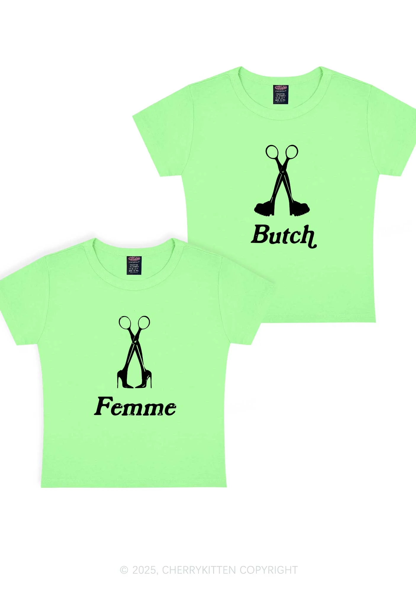 Femme Butch Scissors Y2K Valentine's Day Baby Tee Cherrykitten - Image 12