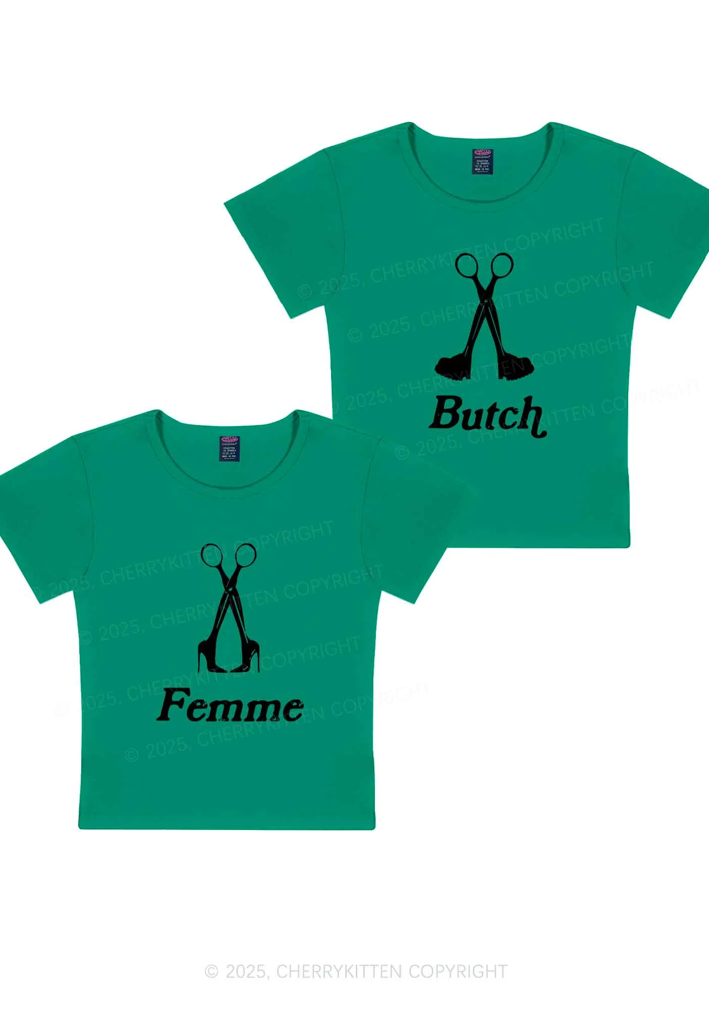 Femme Butch Scissors Y2K Valentine's Day Baby Tee Cherrykitten - Image 13