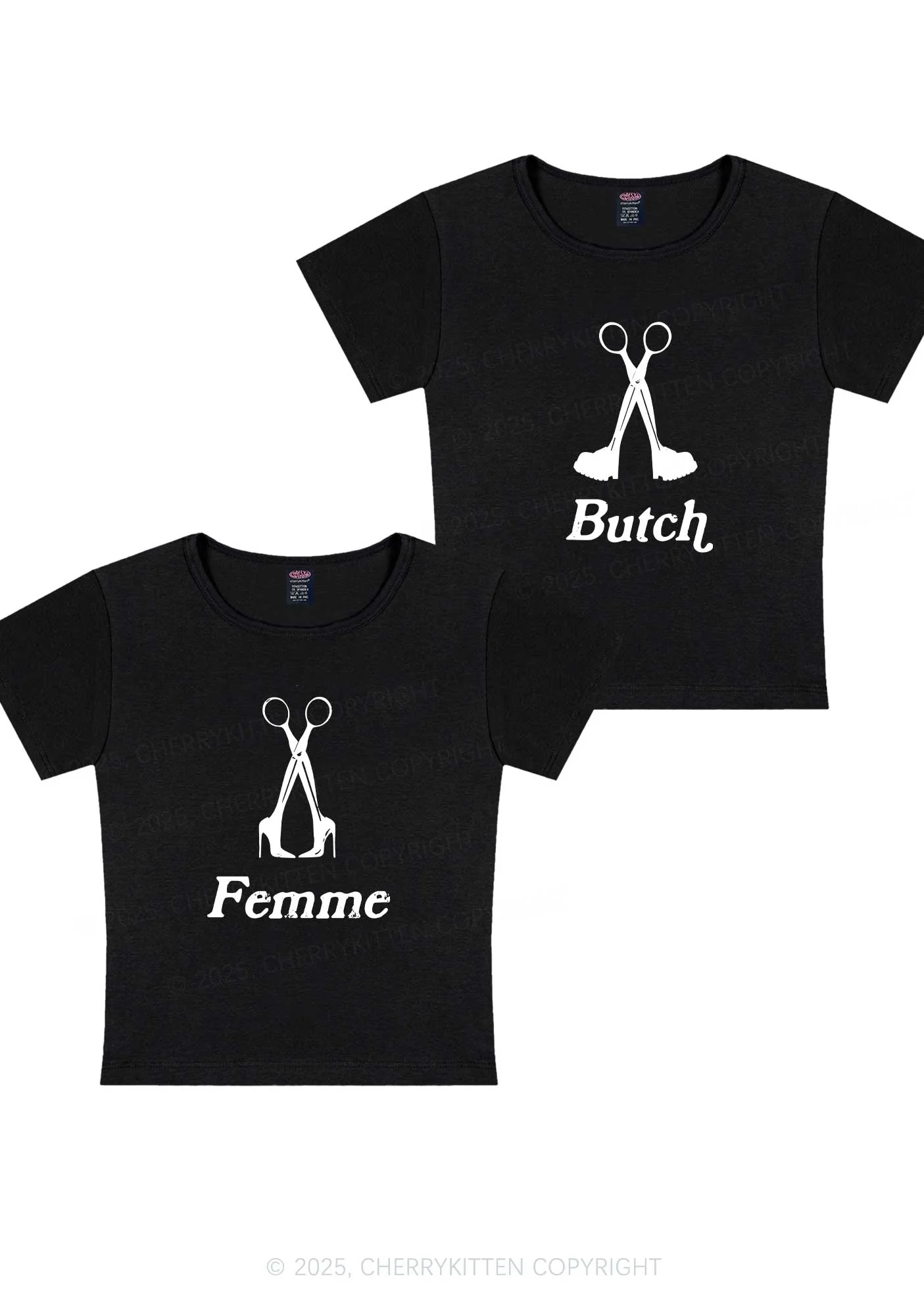 Femme Butch Scissors Y2K Valentine's Day Baby Tee Cherrykitten - Image 4