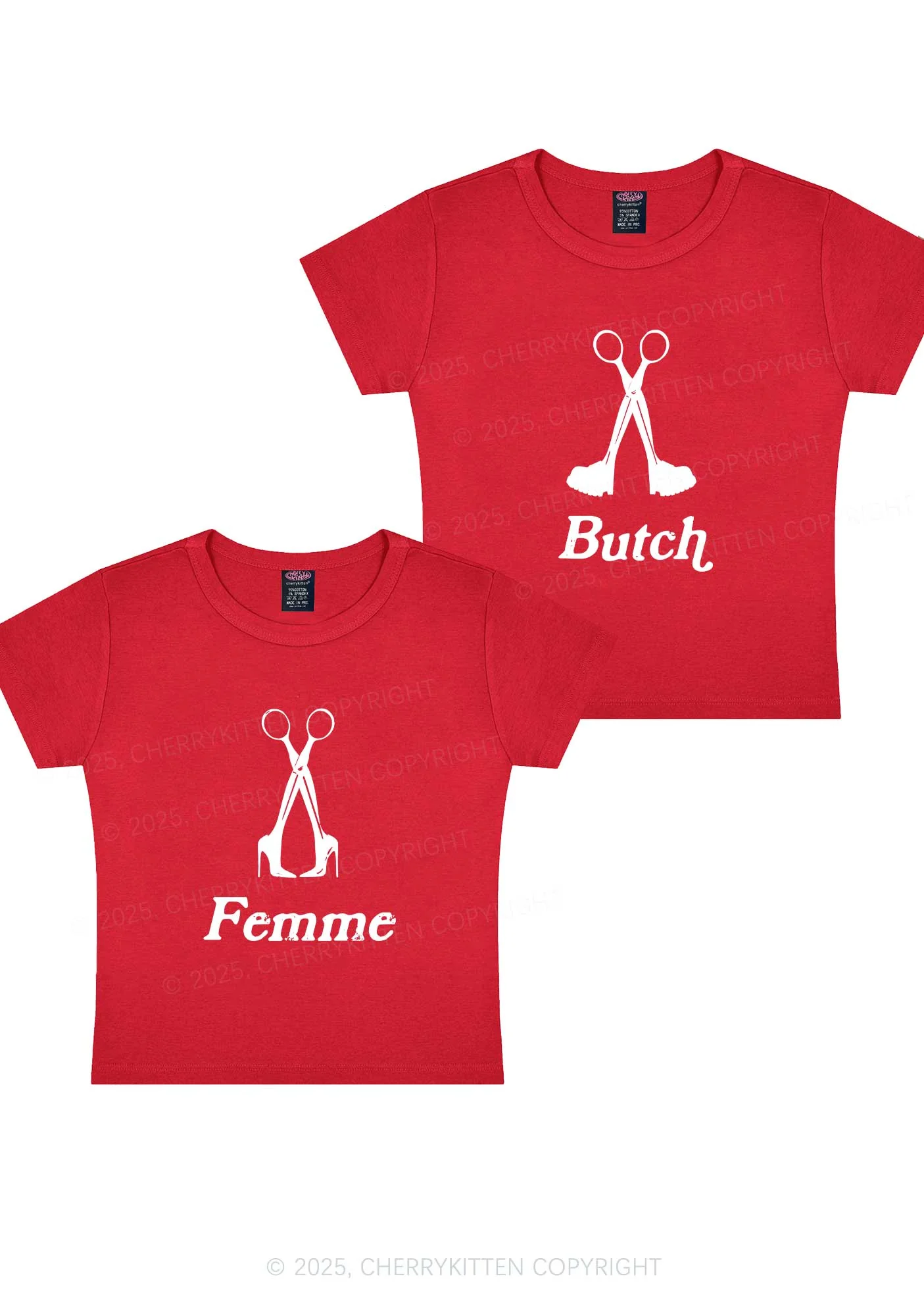 Femme Butch Scissors Y2K Valentine's Day Baby Tee Cherrykitten - Image 5