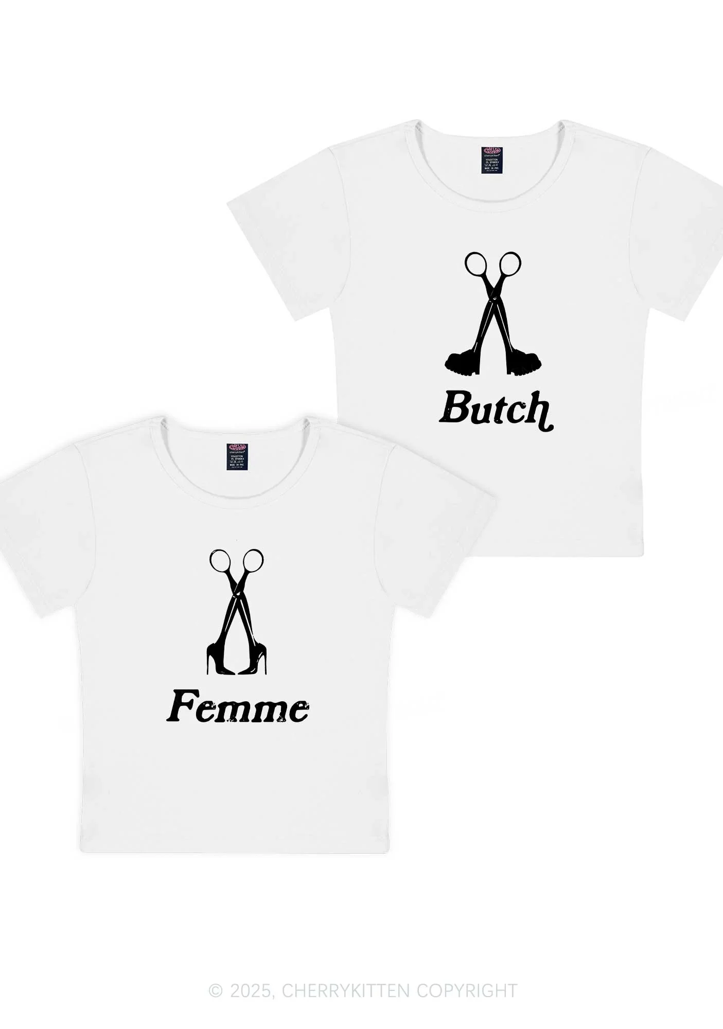 Femme Butch Scissors Y2K Valentine's Day Baby Tee Cherrykitten - Image 8