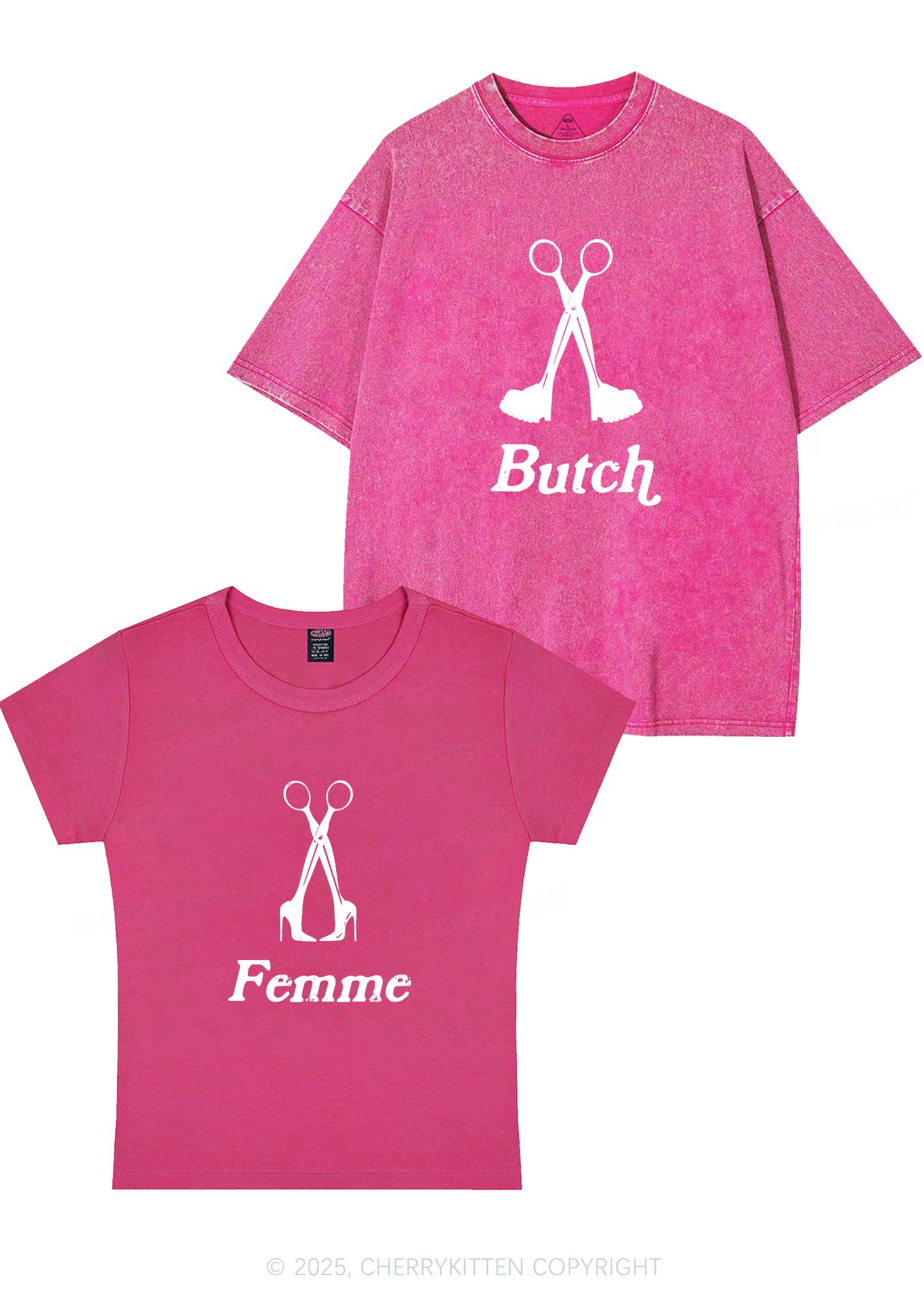 Femme Butch Scissors Y2K Valentine's Day Couple Shirt Cherrykitten - Image 5