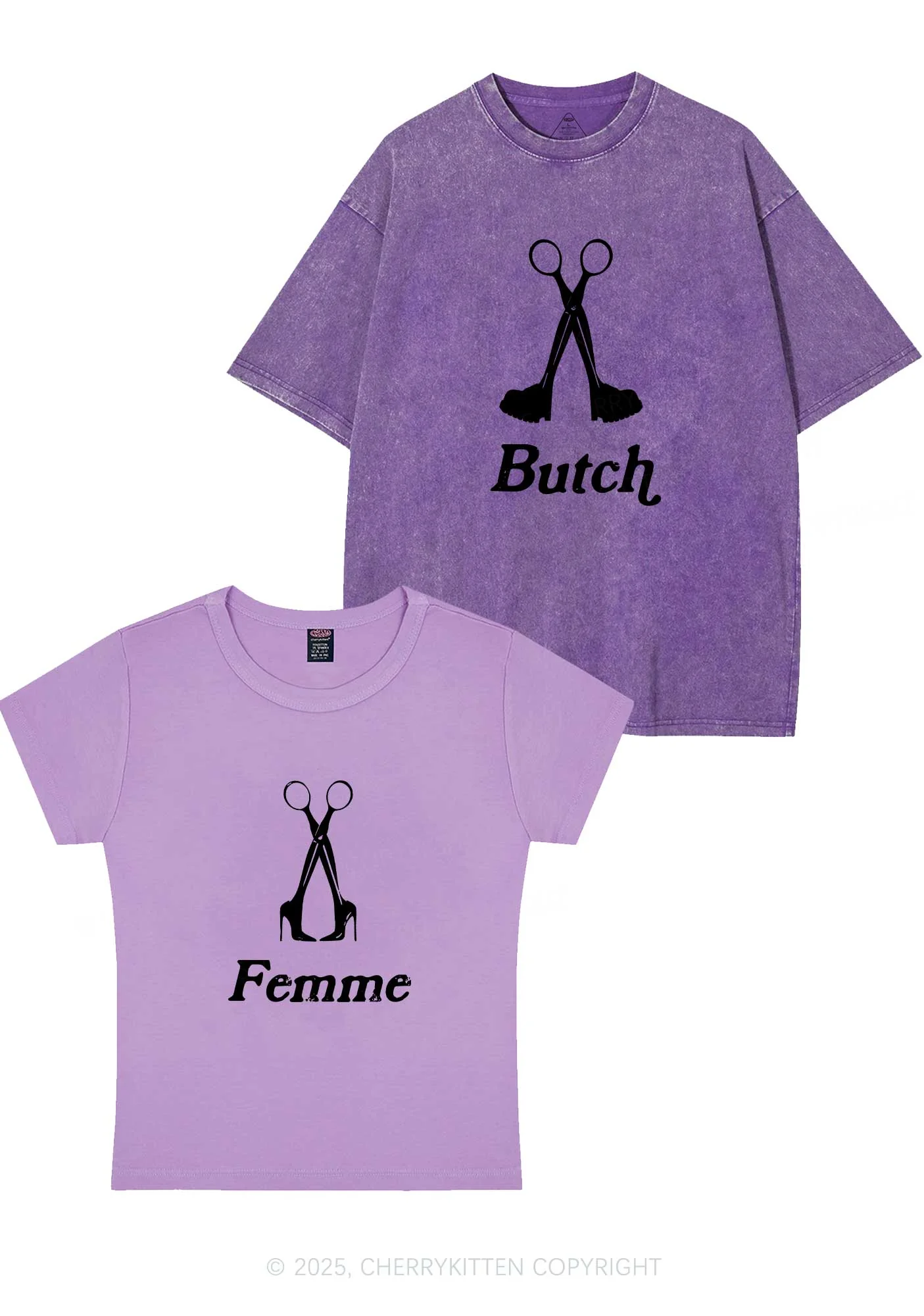 Femme Butch Scissors Y2K Valentine's Day Couple Shirt Cherrykitten - Image 7