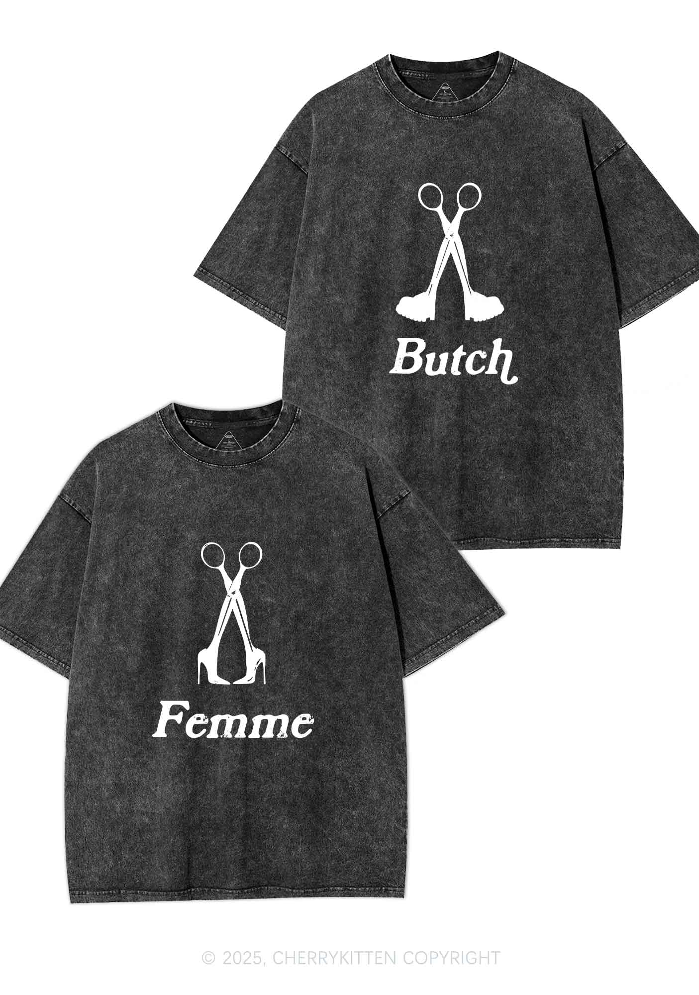 Femme Butch Scissors Y2K Valentine's Day Washed Tee Cherrykitten - Image 4