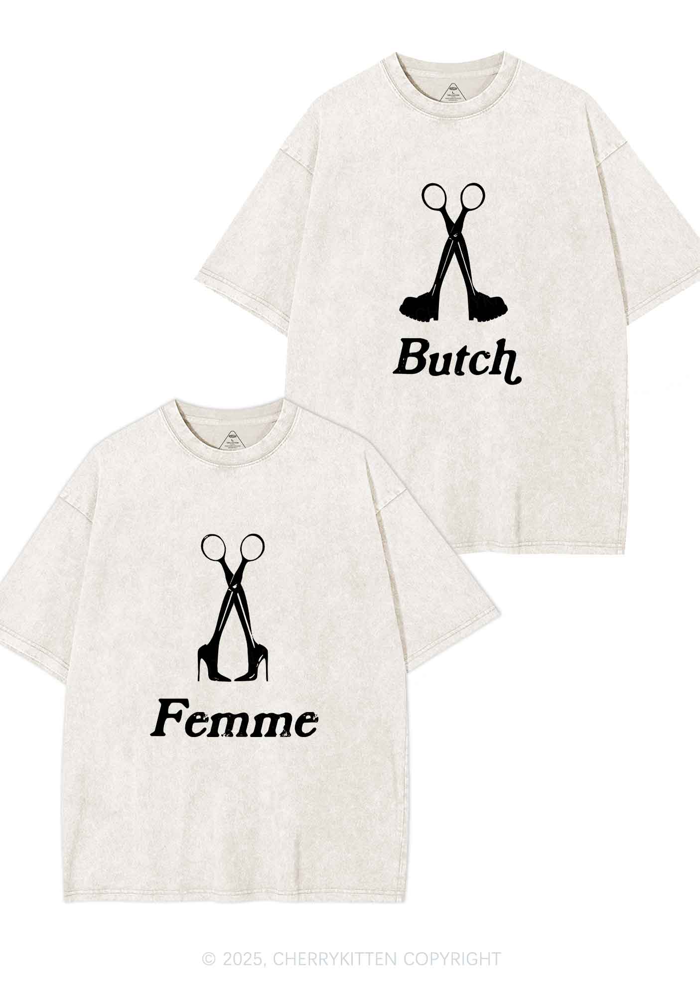 Femme Butch Scissors Y2K Valentine's Day Washed Tee Cherrykitten - Image 5
