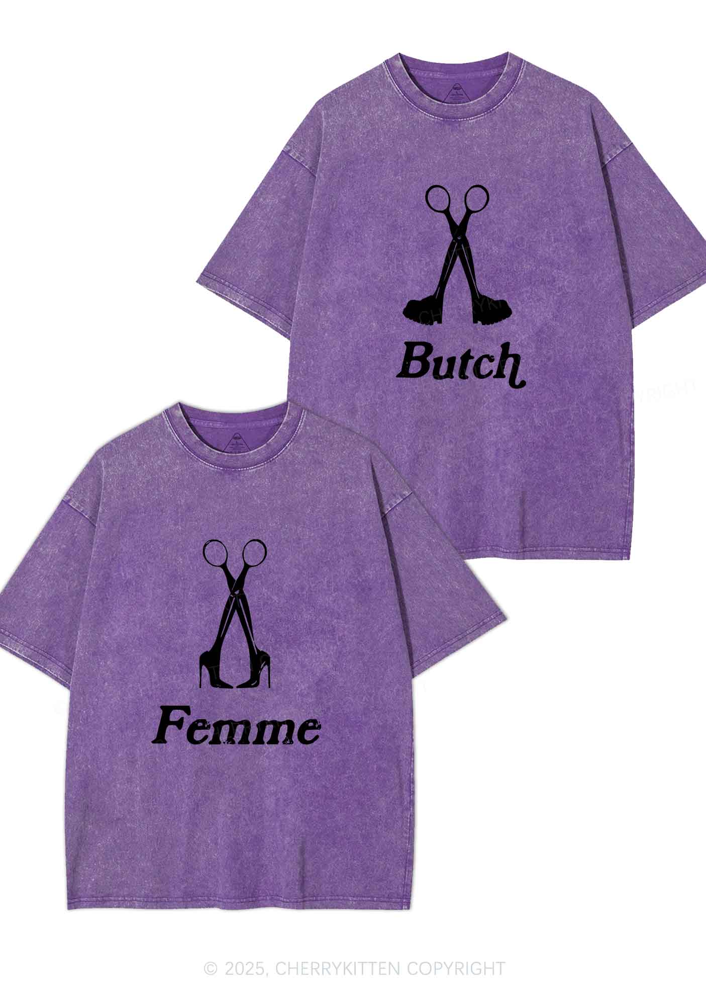 Femme Butch Scissors Y2K Valentine's Day Washed Tee Cherrykitten - Image 6