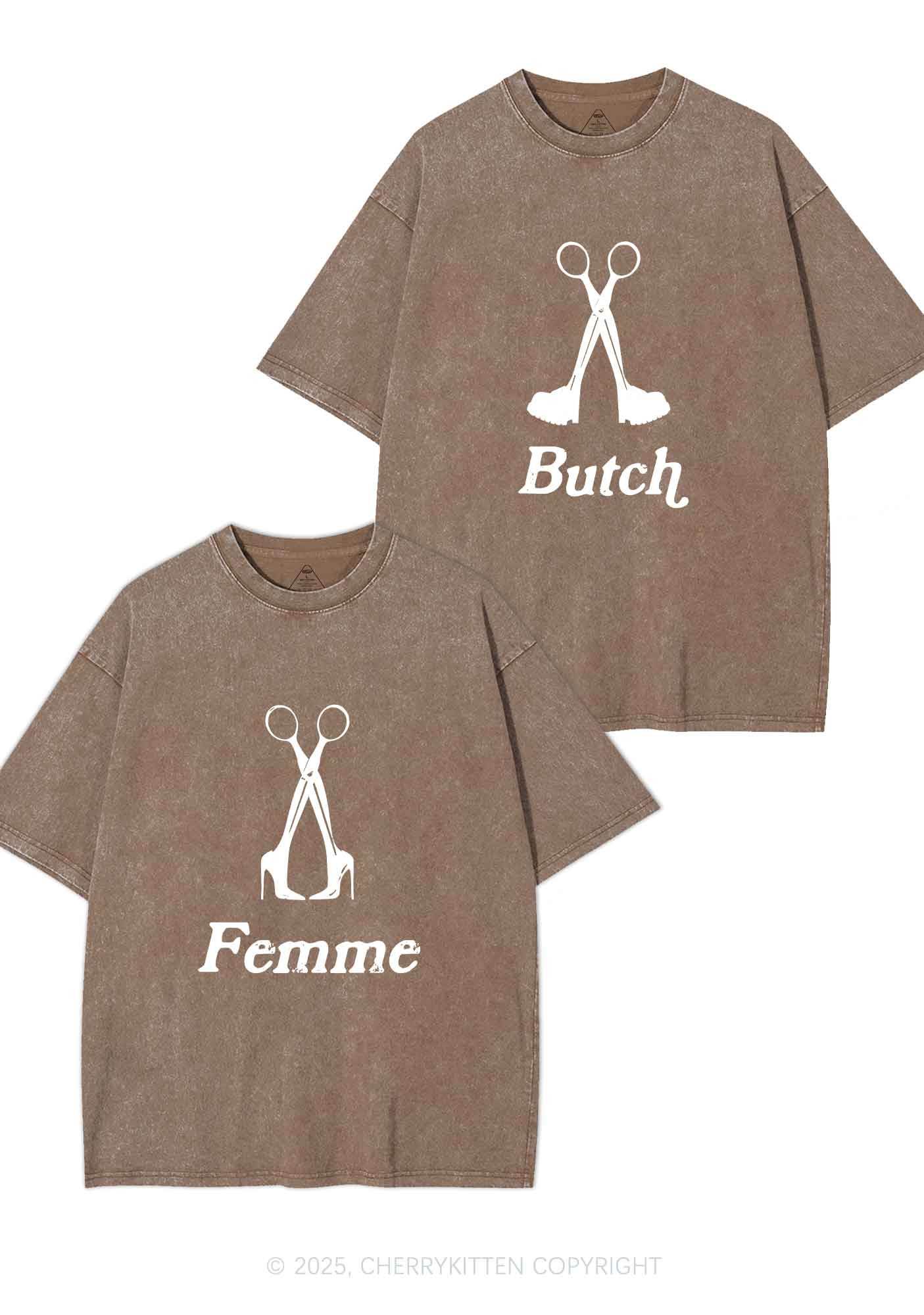Femme Butch Scissors Y2K Valentine's Day Washed Tee Cherrykitten - Image 7