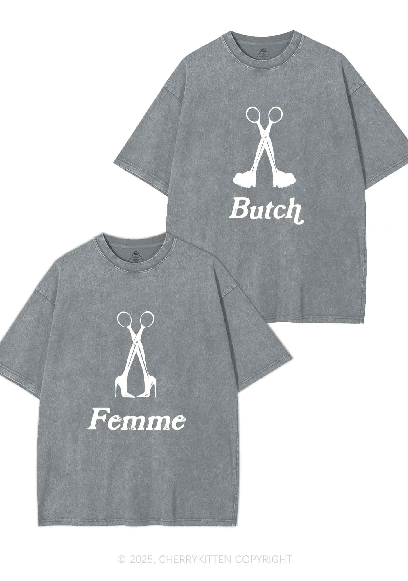 Femme Butch Scissors Y2K Valentine's Day Washed Tee Cherrykitten - Image 8