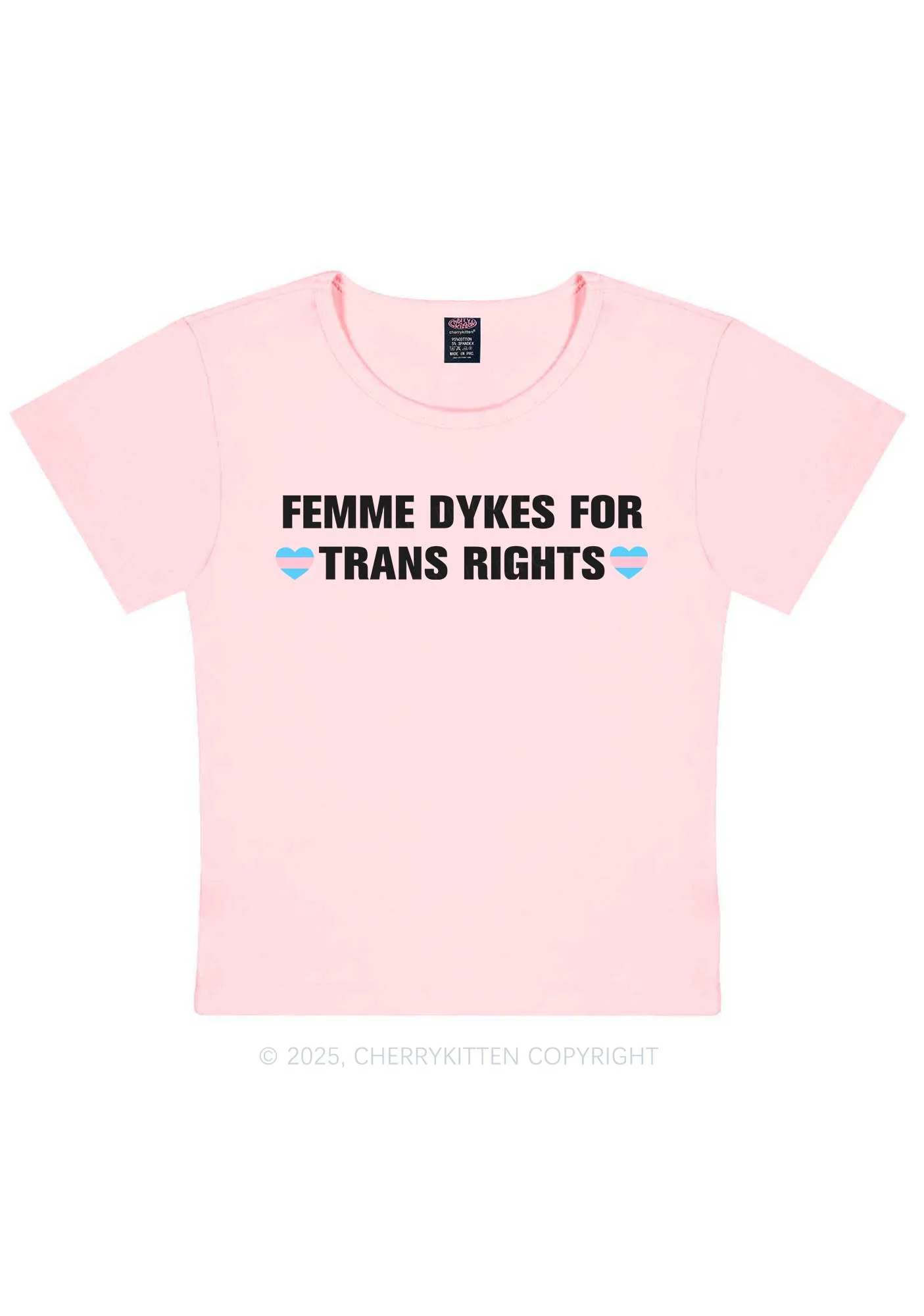 Femme Dykes For Trans Rights Y2K Baby Tee Cherrykitten - Image 12