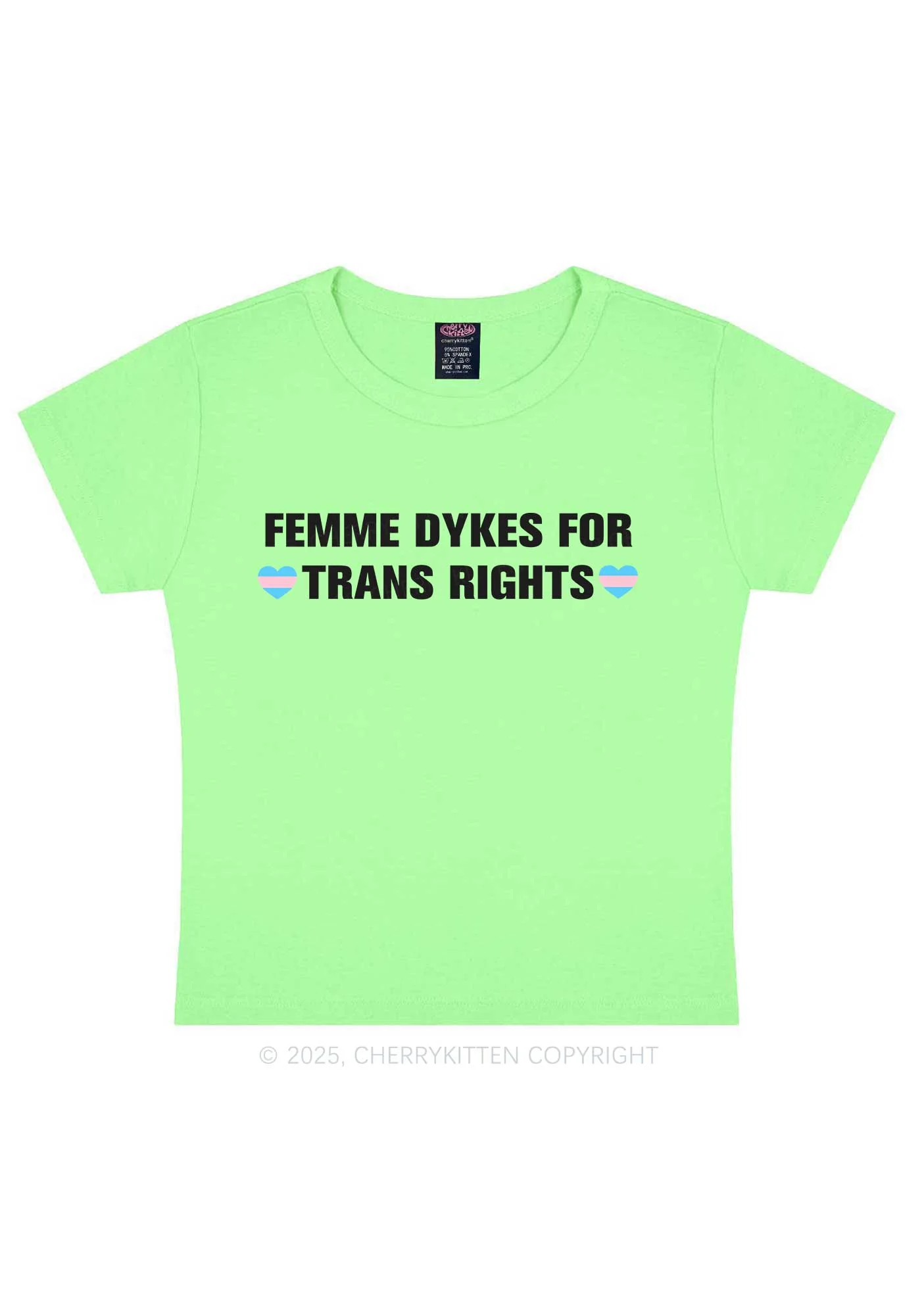Femme Dykes For Trans Rights Y2K Baby Tee Cherrykitten - Image 13
