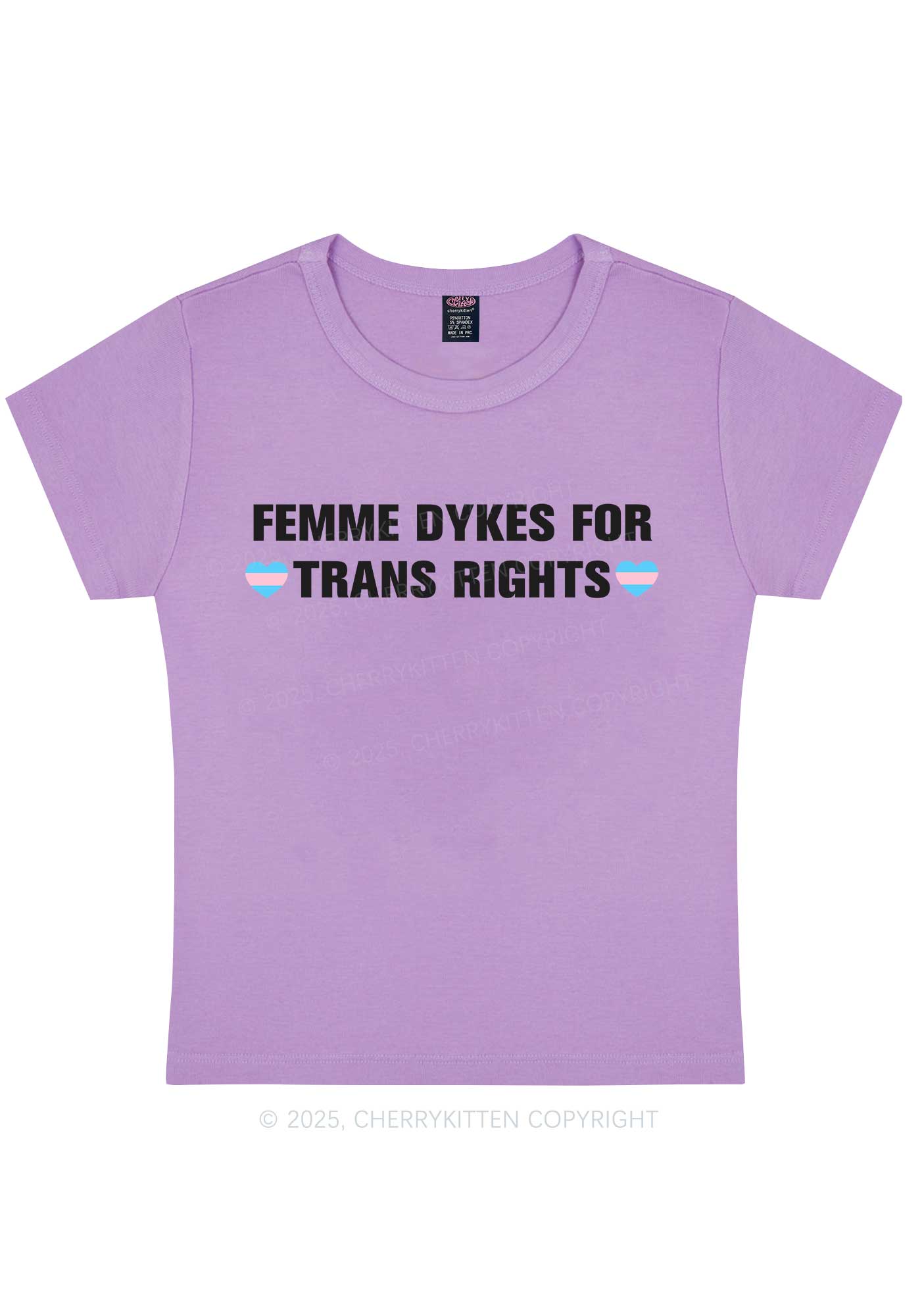 Femme Dykes For Trans Rights Y2K Baby Tee Cherrykitten - Image 8
