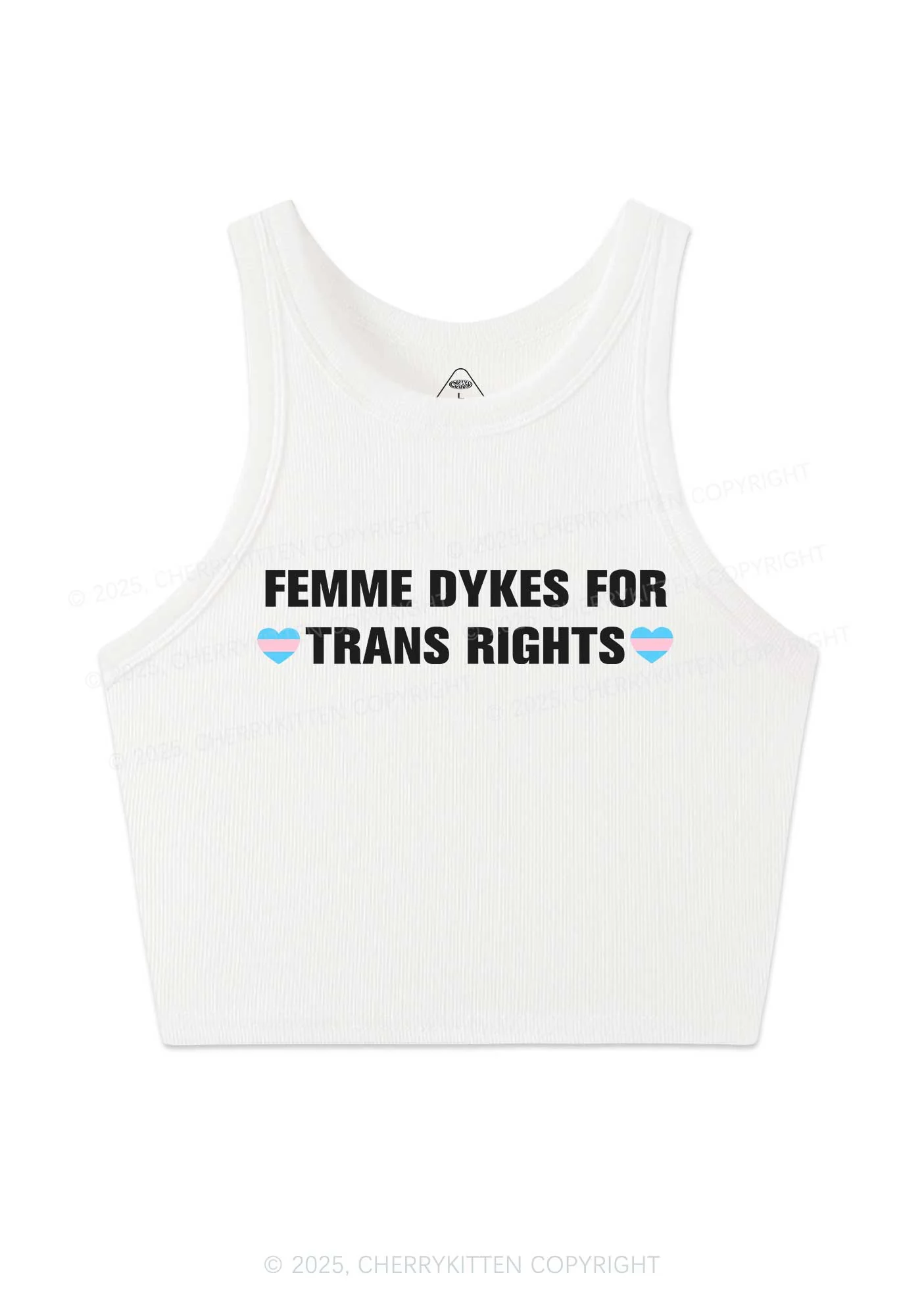 Femme Dykes For Trans Rights Y2K Crop Tank Top Cherrykitten - Image 3