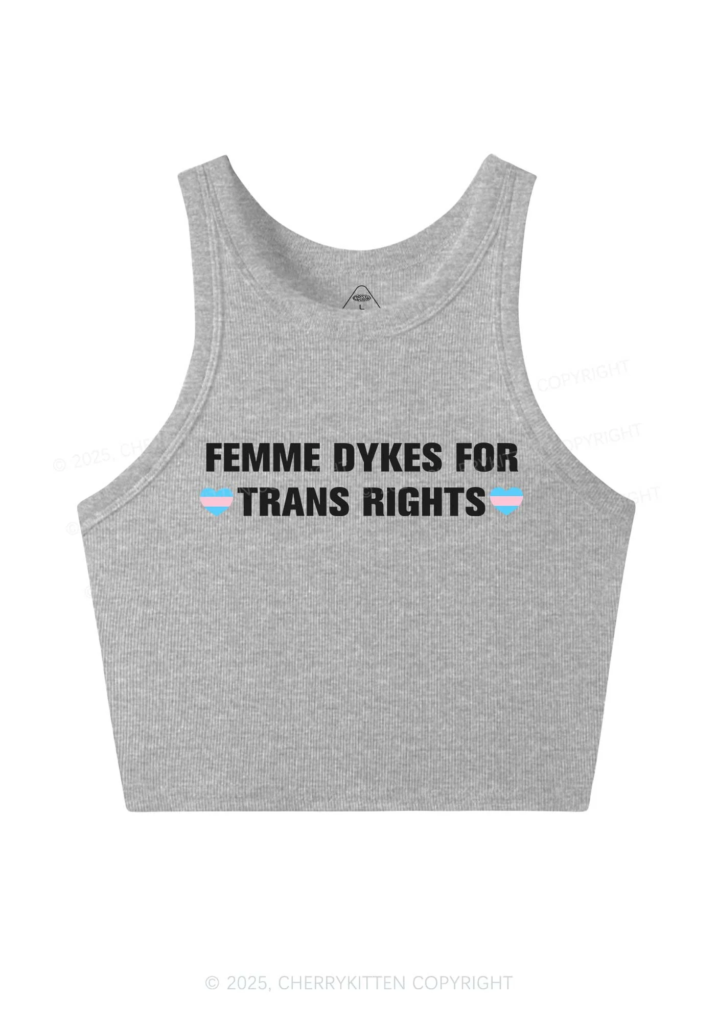 Femme Dykes For Trans Rights Y2K Crop Tank Top Cherrykitten - Image 4