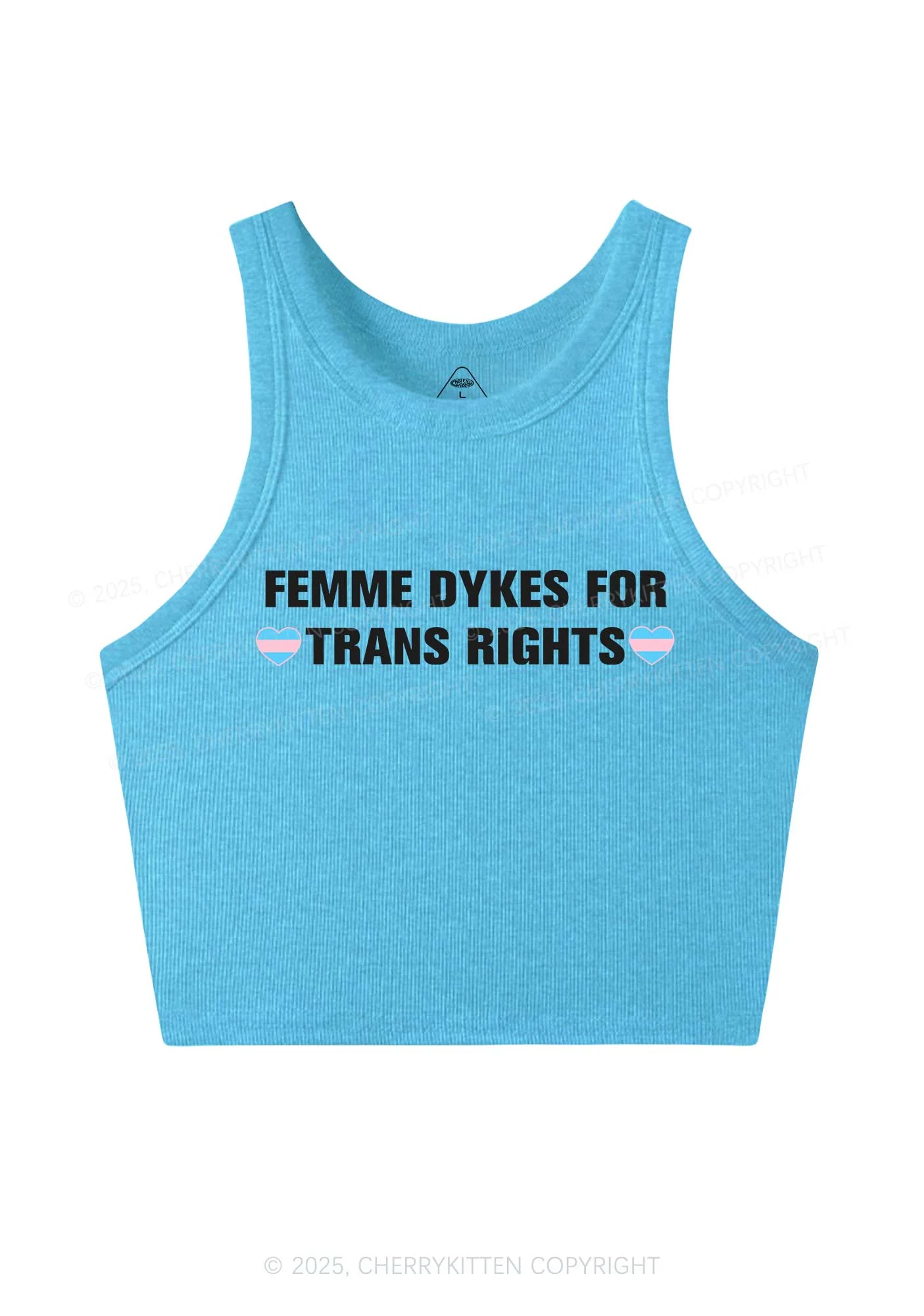 Femme Dykes For Trans Rights Y2K Crop Tank Top Cherrykitten - Image 5
