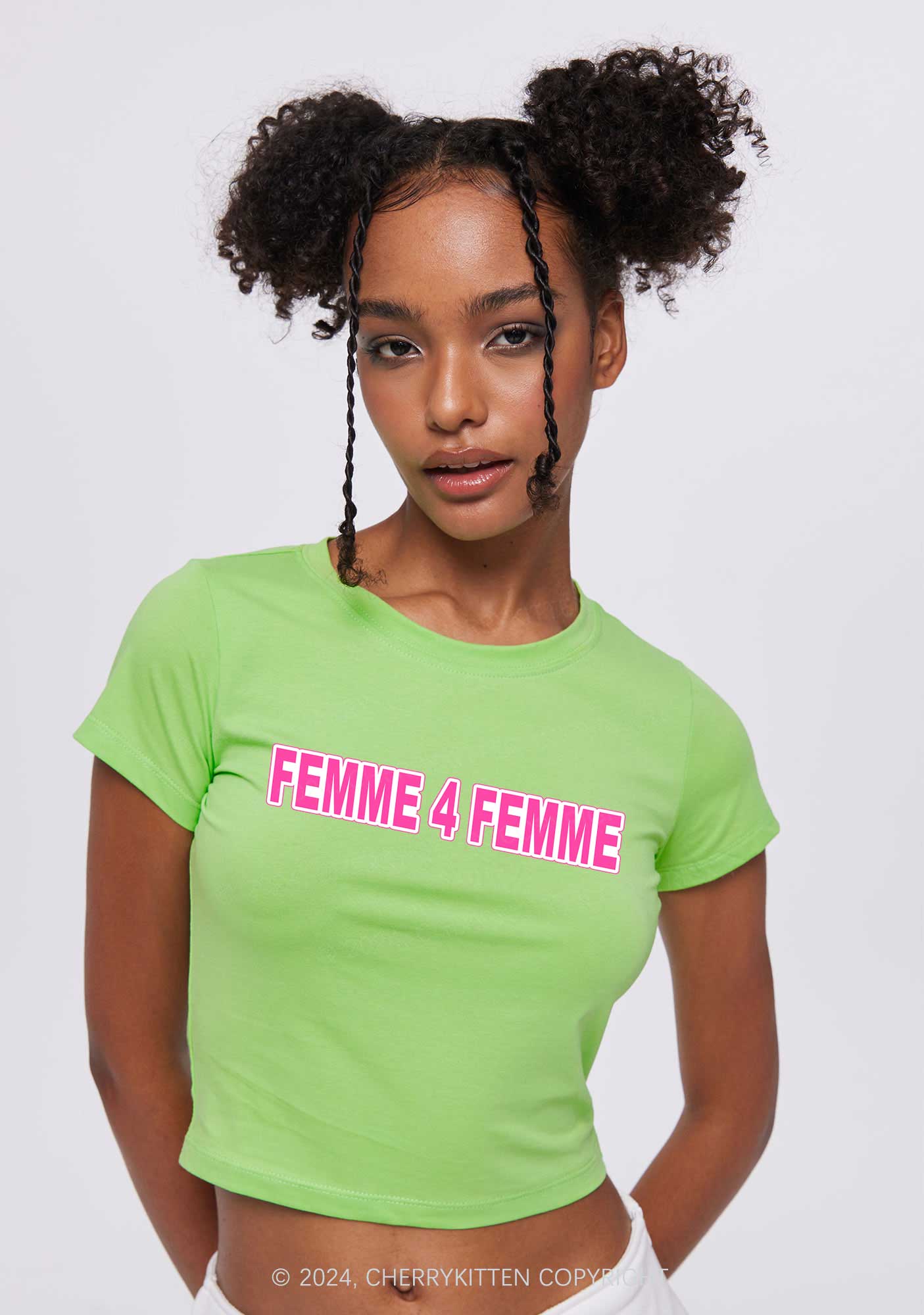 Femme For Femme Y2K Baby Tee Cherrykitten - Image 2