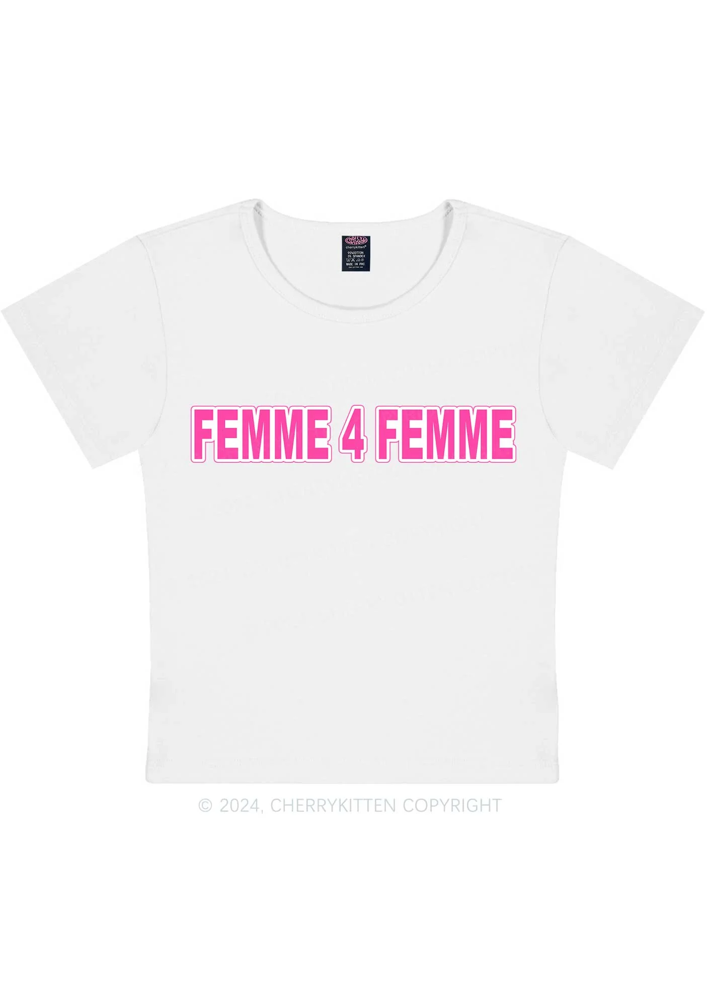Femme For Femme Y2K Baby Tee Cherrykitten - Image 3