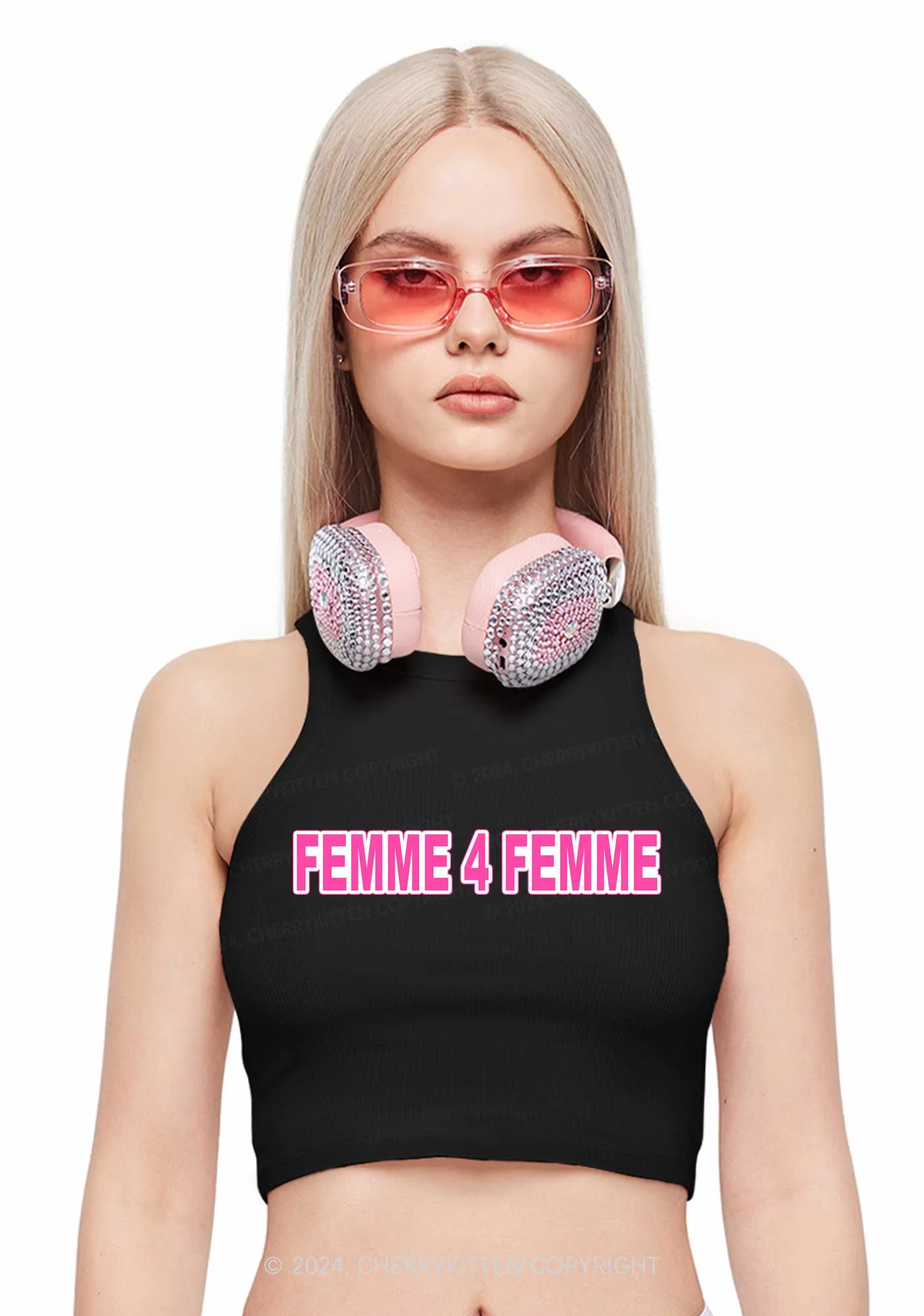 Femme For Femme Y2K Crop Tank Top Cherrykitten - Image 2
