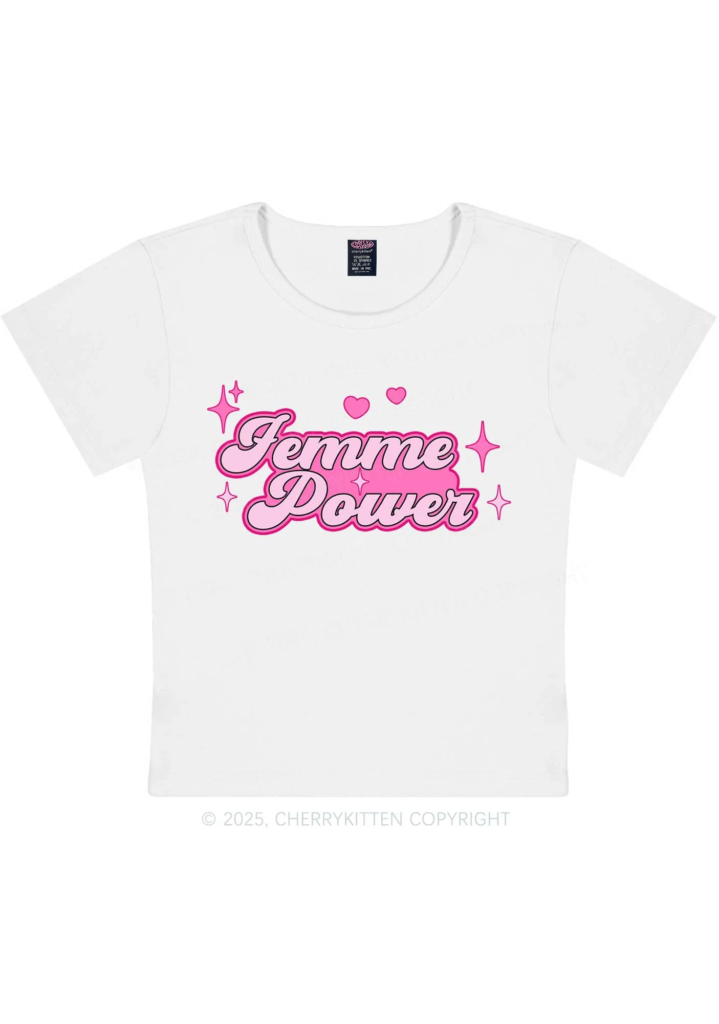 Femme Power Y2K Baby Tee Cherrykitten - Image 3