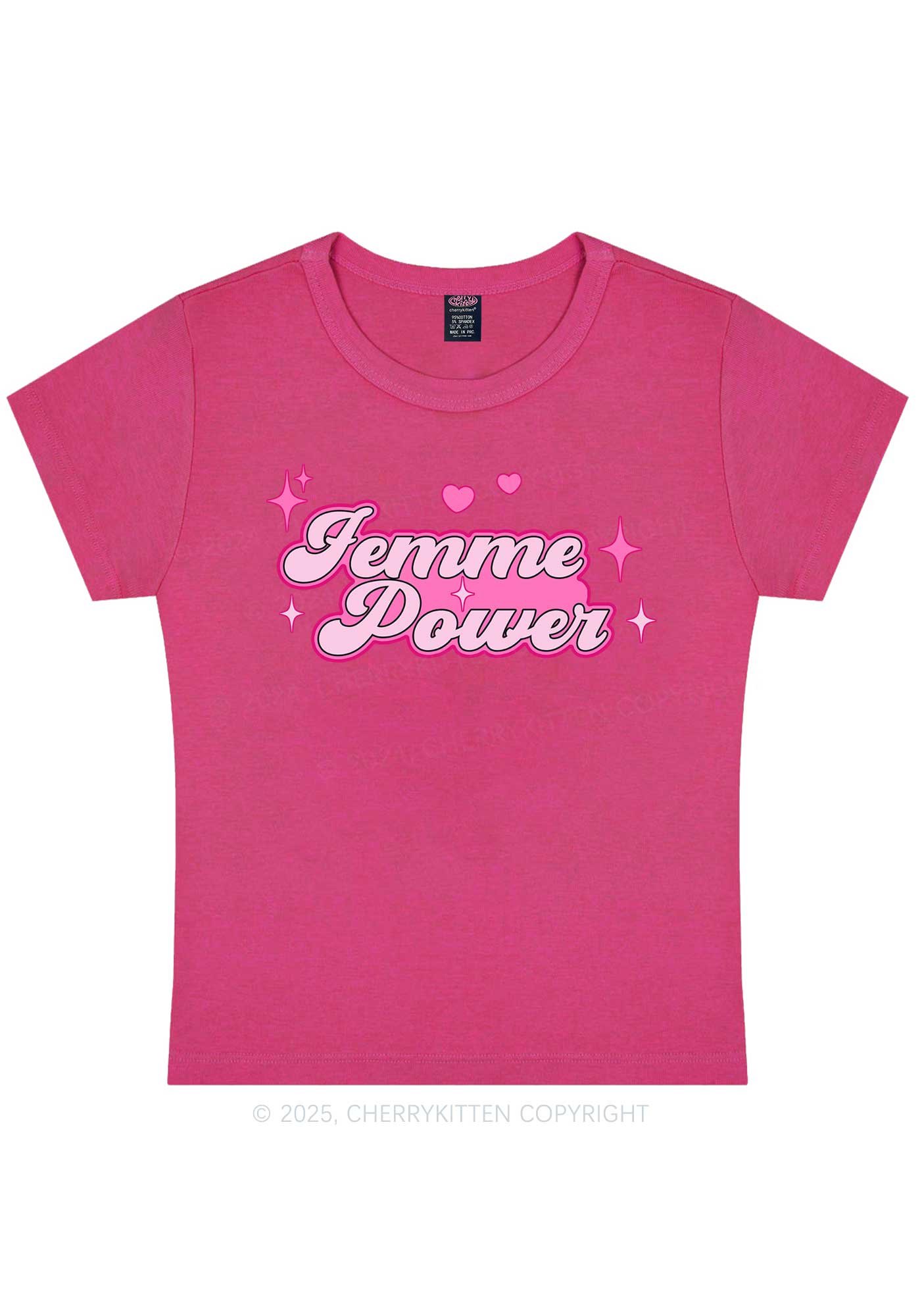 Femme Power Y2K Baby Tee Cherrykitten - Image 5