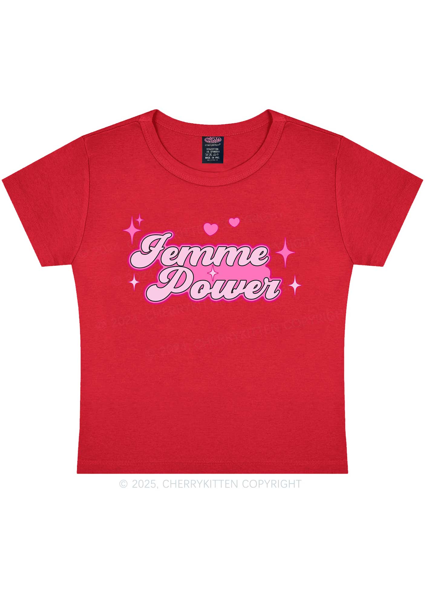 Femme Power Y2K Baby Tee Cherrykitten - Image 6