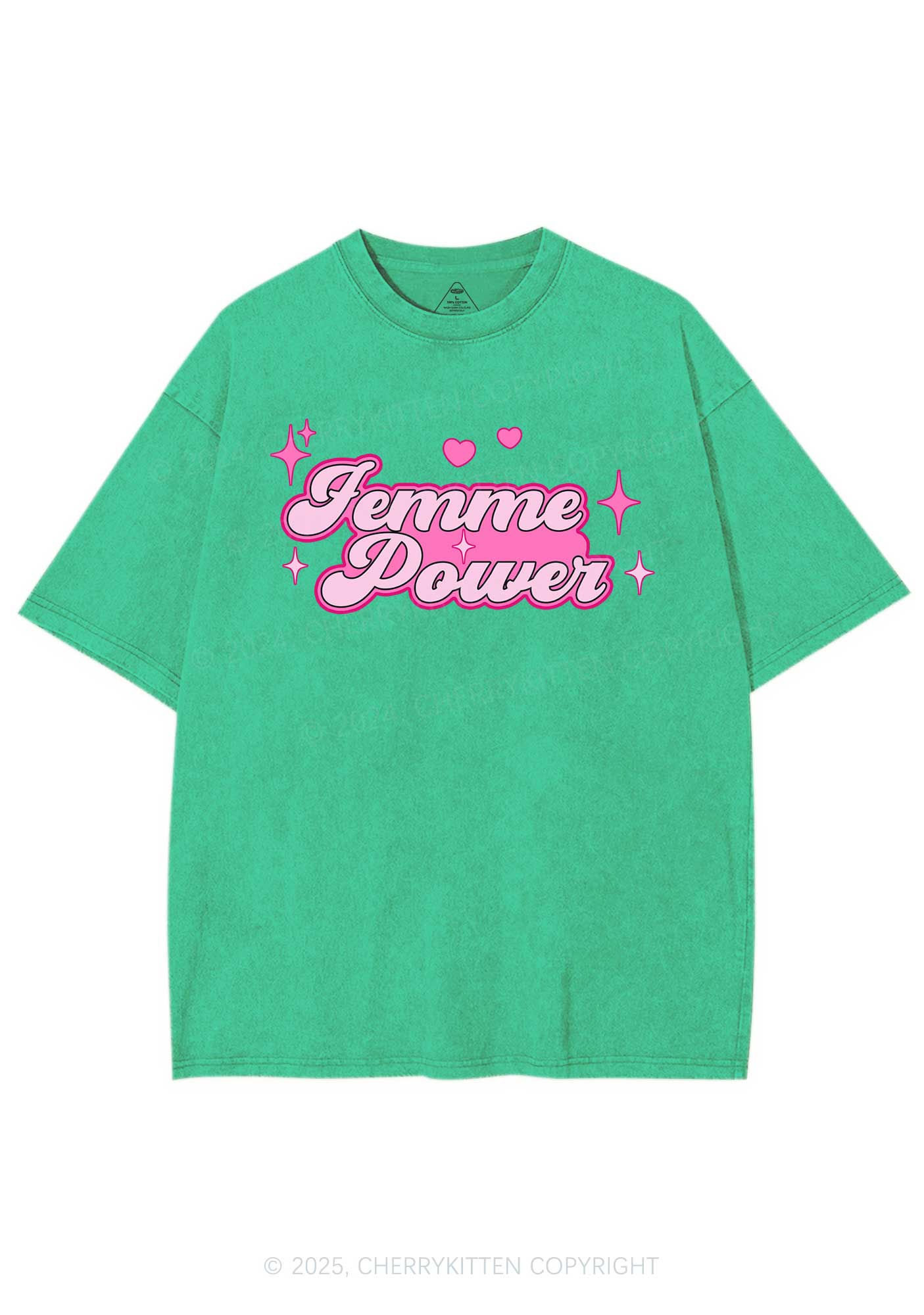 Femme Power Y2K Shirts Washed Tee Cherrykitten - Image 8