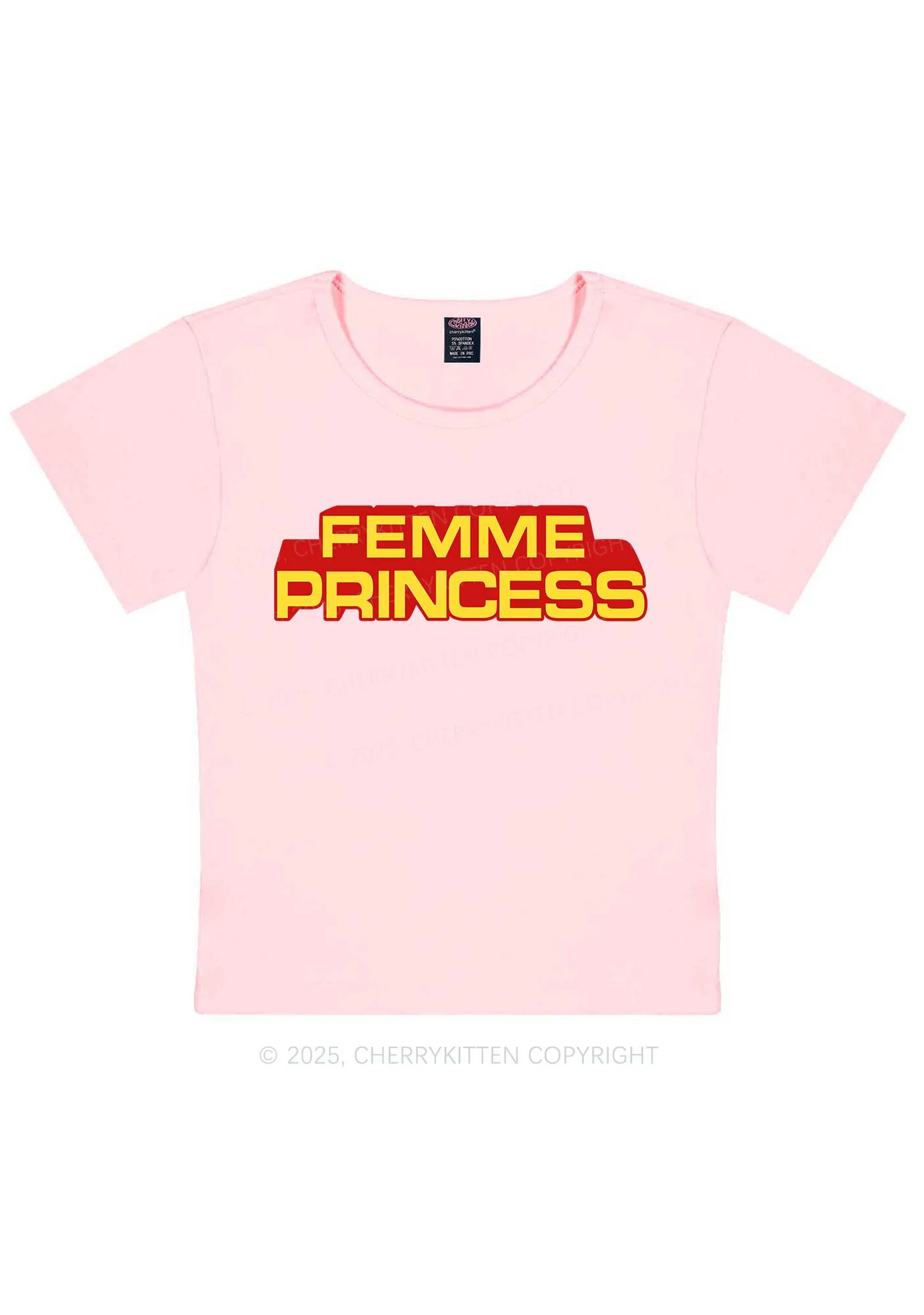 Femme Princess Pride Y2K Baby Tee Cherrykitten - Image 12