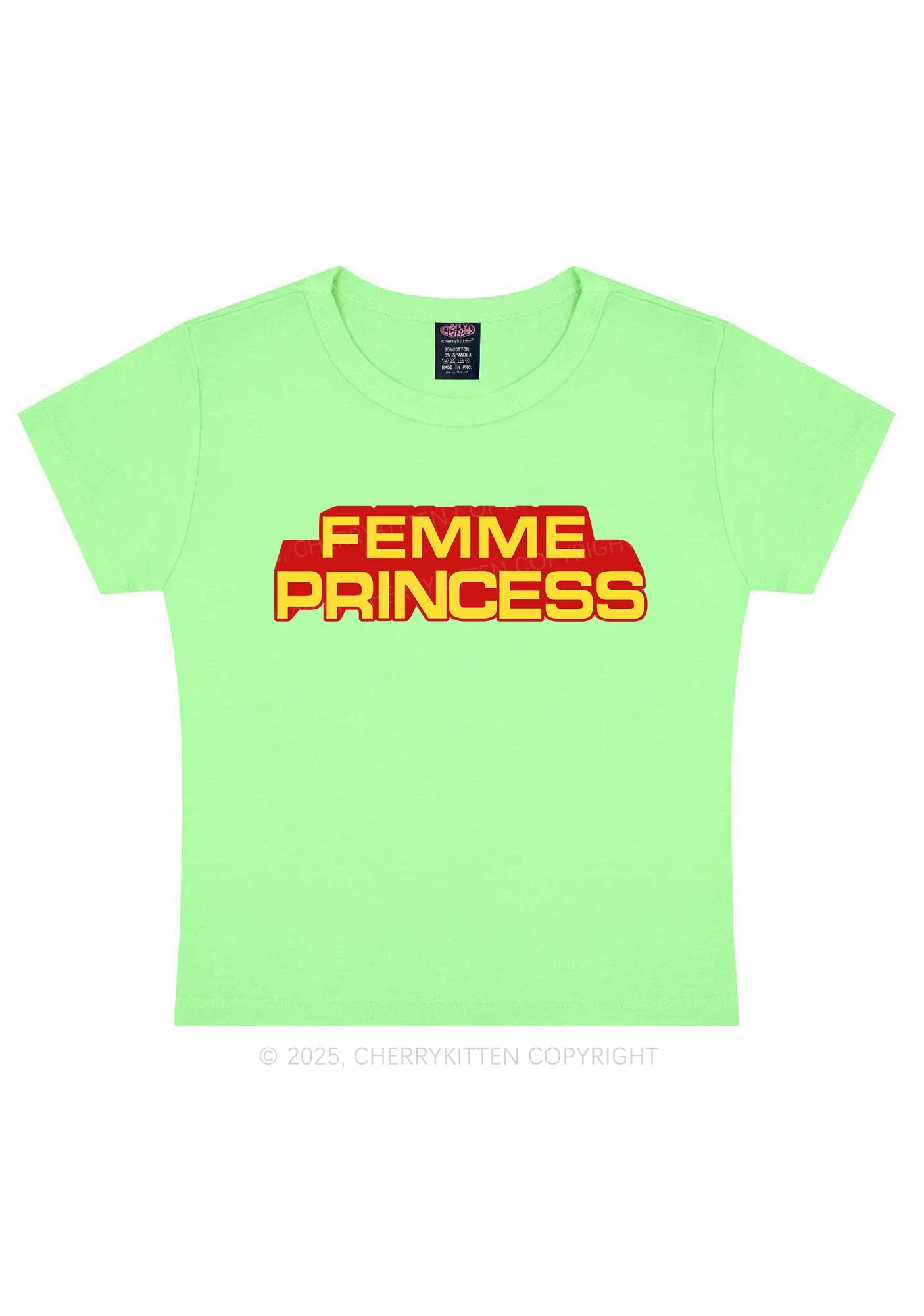 Femme Princess Pride Y2K Baby Tee Cherrykitten - Image 13