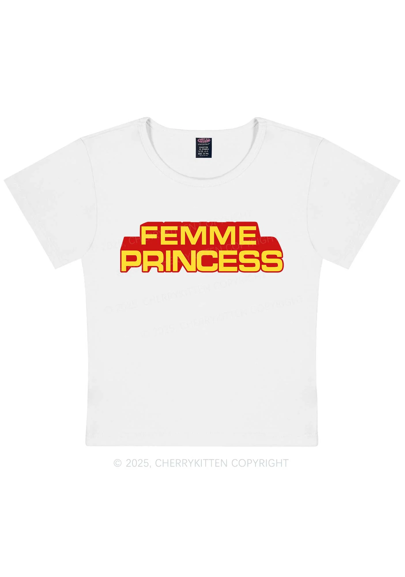 Femme Princess Pride Y2K Baby Tee Cherrykitten - Image 4