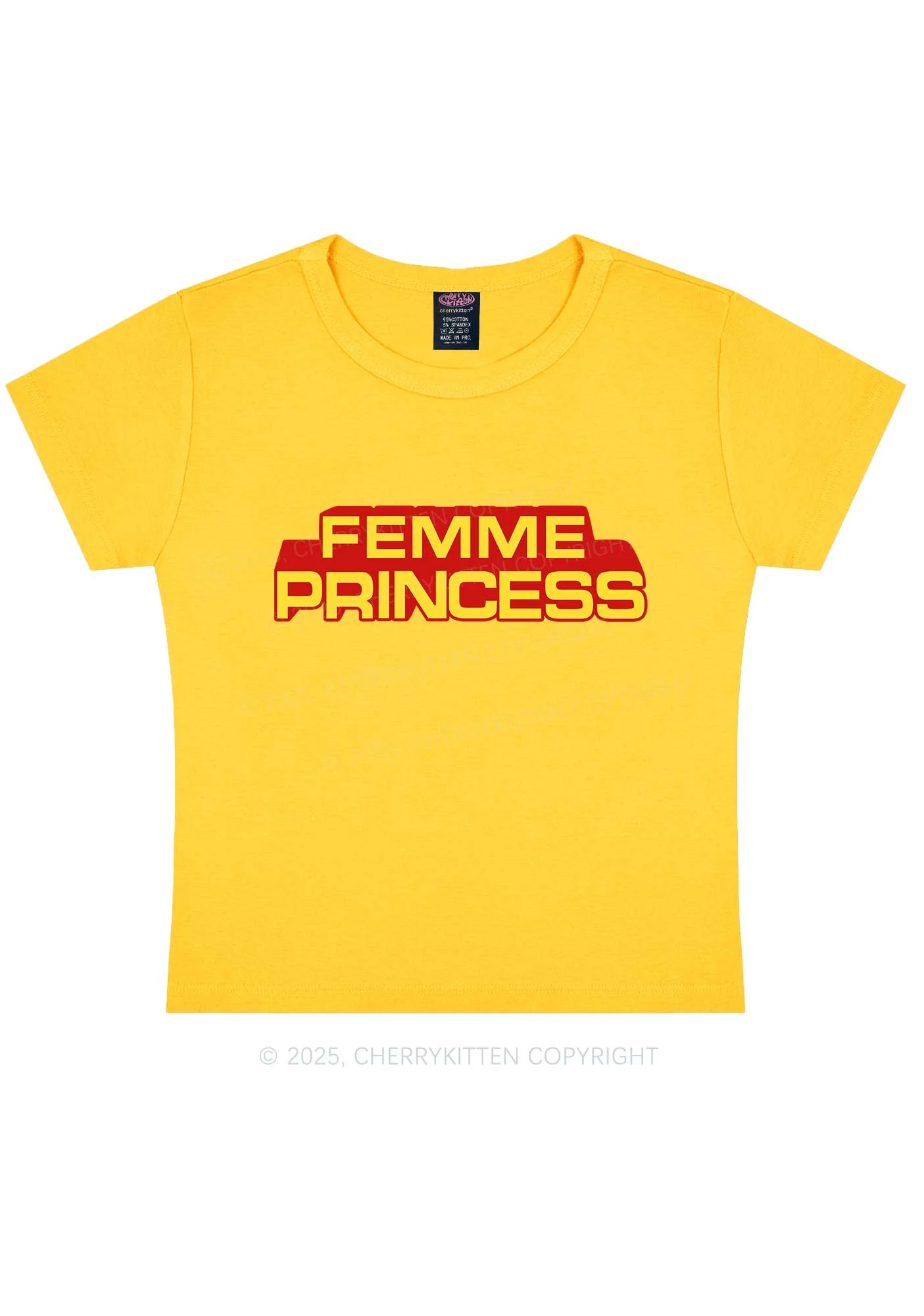 Femme Princess Pride Y2K Baby Tee Cherrykitten - Image 5