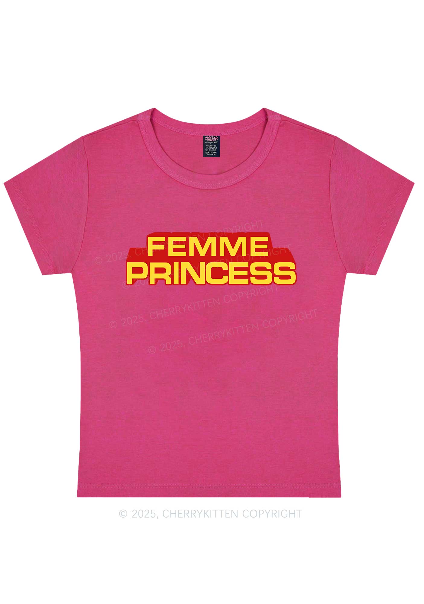 Femme Princess Pride Y2K Baby Tee Cherrykitten - Image 6