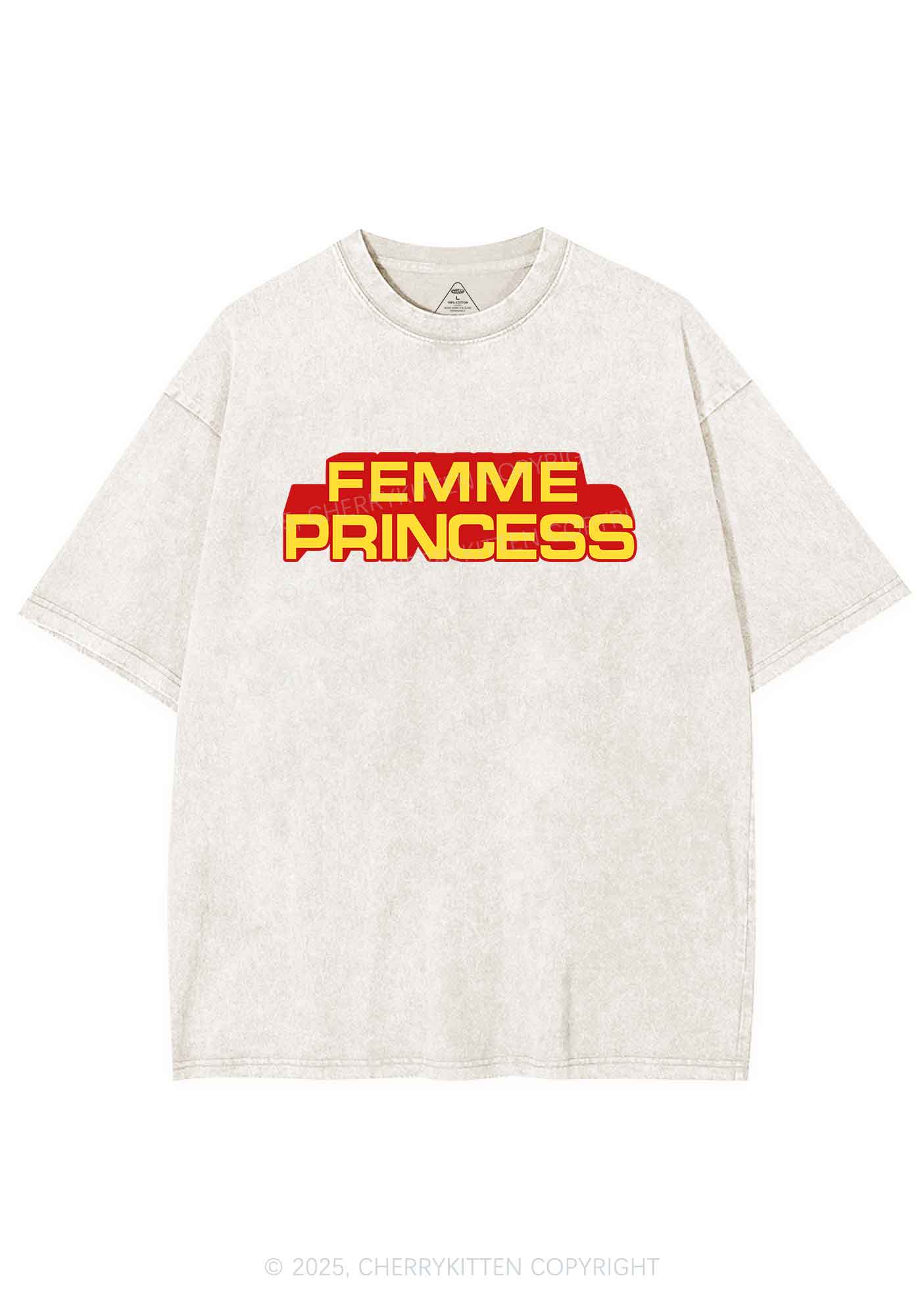 Femme Princess Pride Y2K Shirts Washed Tee Cherrykitten - Image 5