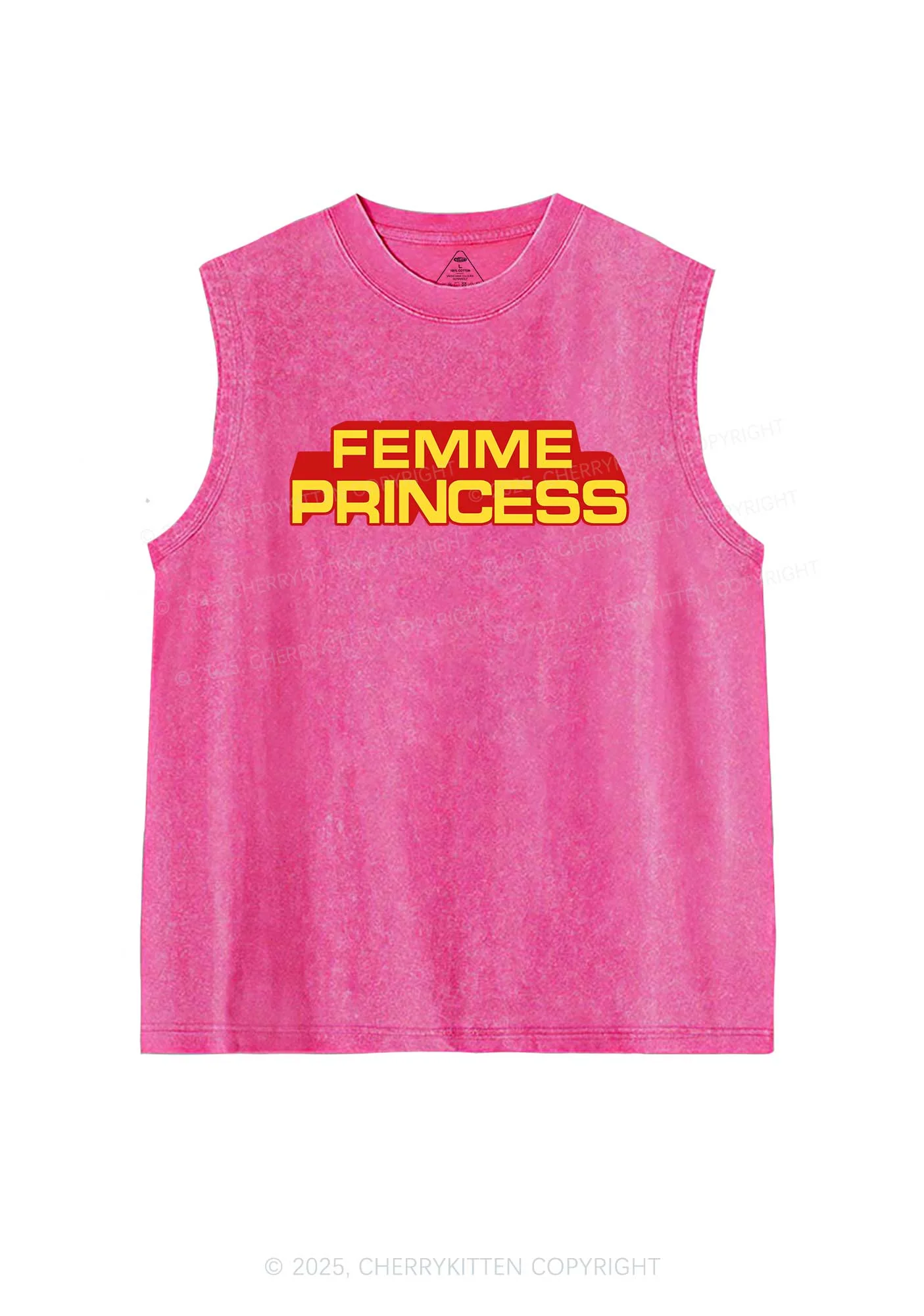 Femme Princess Pride Y2K Washed Muscle Tank Cherrykitten - Image 3