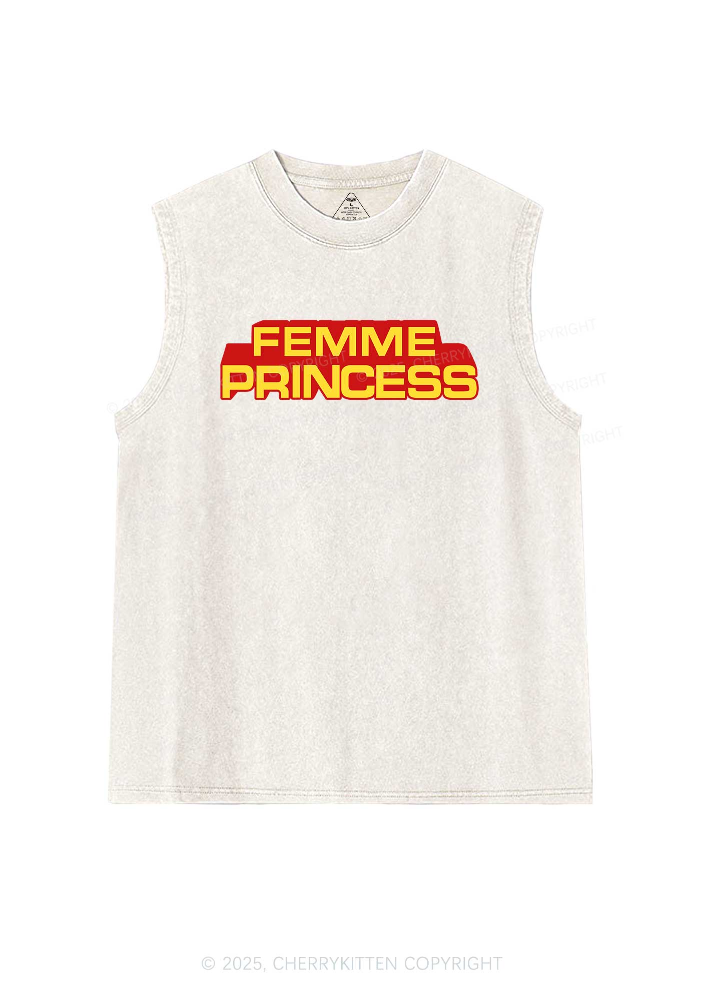 Femme Princess Pride Y2K Washed Muscle Tank Cherrykitten - Image 4