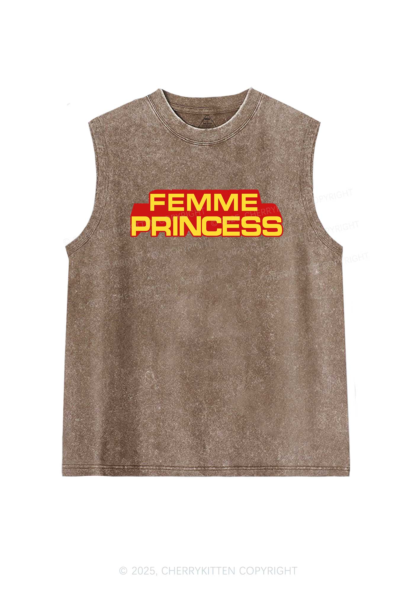 Femme Princess Pride Y2K Washed Muscle Tank Cherrykitten - Image 5