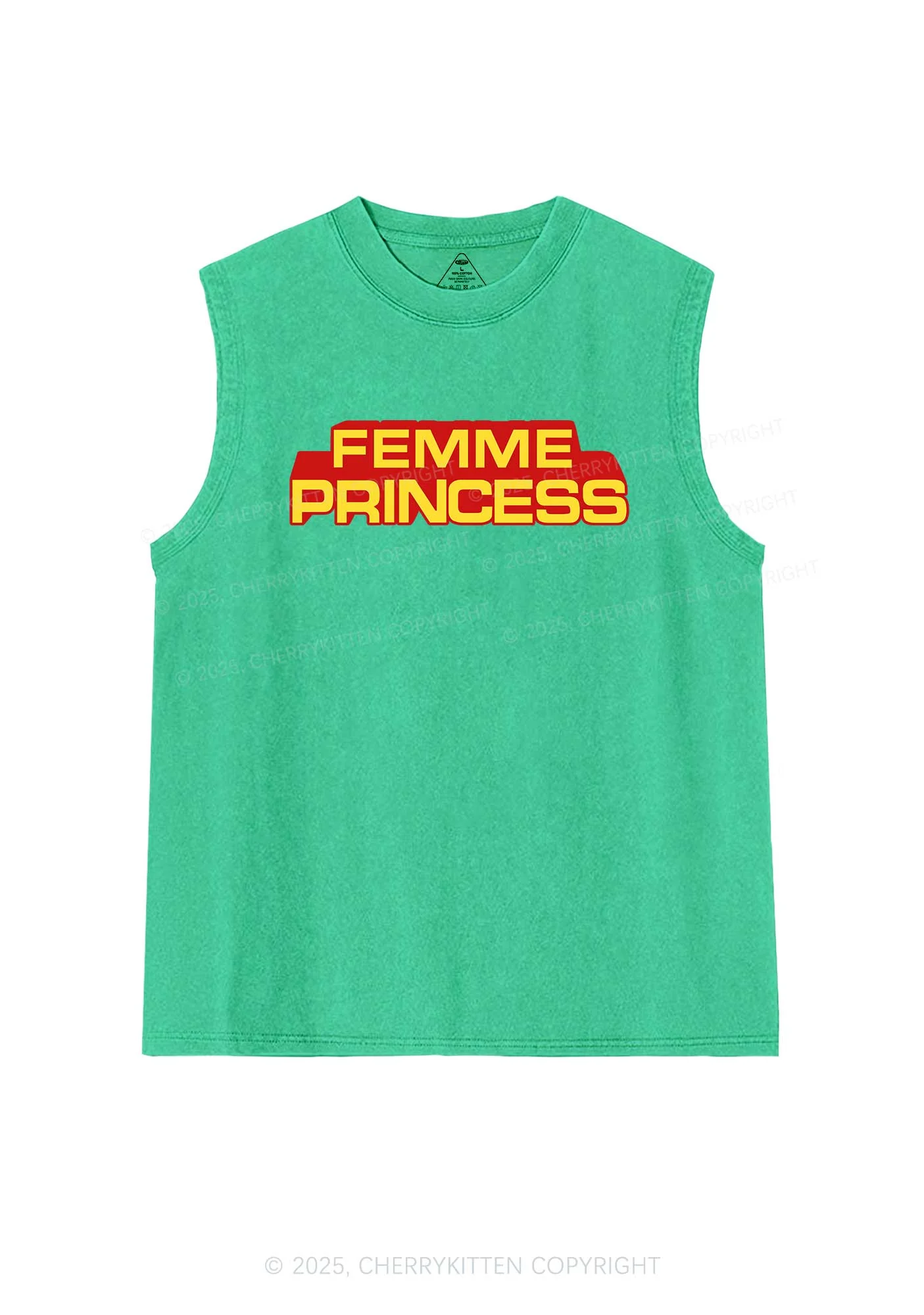 Femme Princess Pride Y2K Washed Muscle Tank Cherrykitten - Image 6
