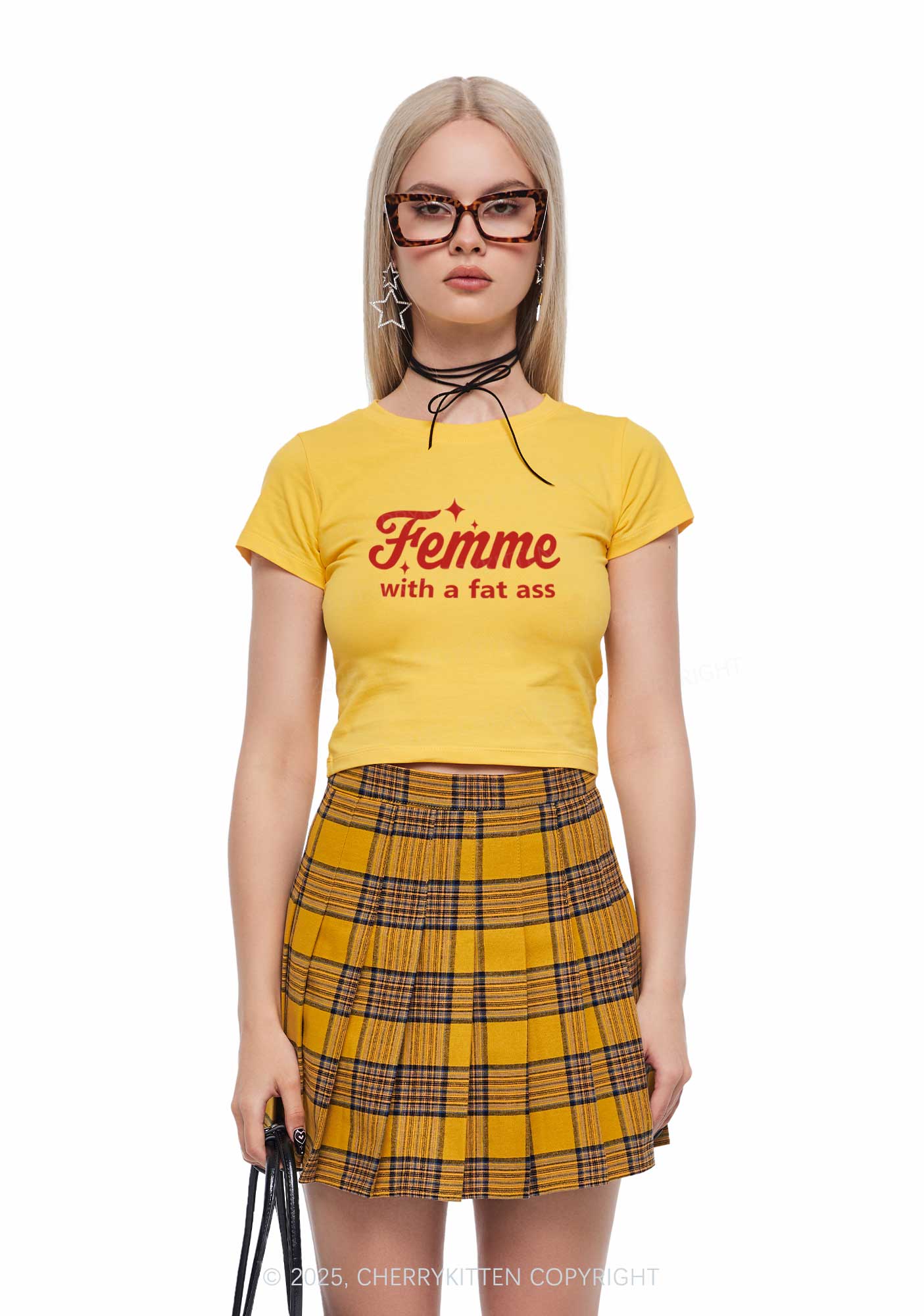 Femme With Fat Axx Pride Y2K Baby Tee Cherrykitten - Image 2