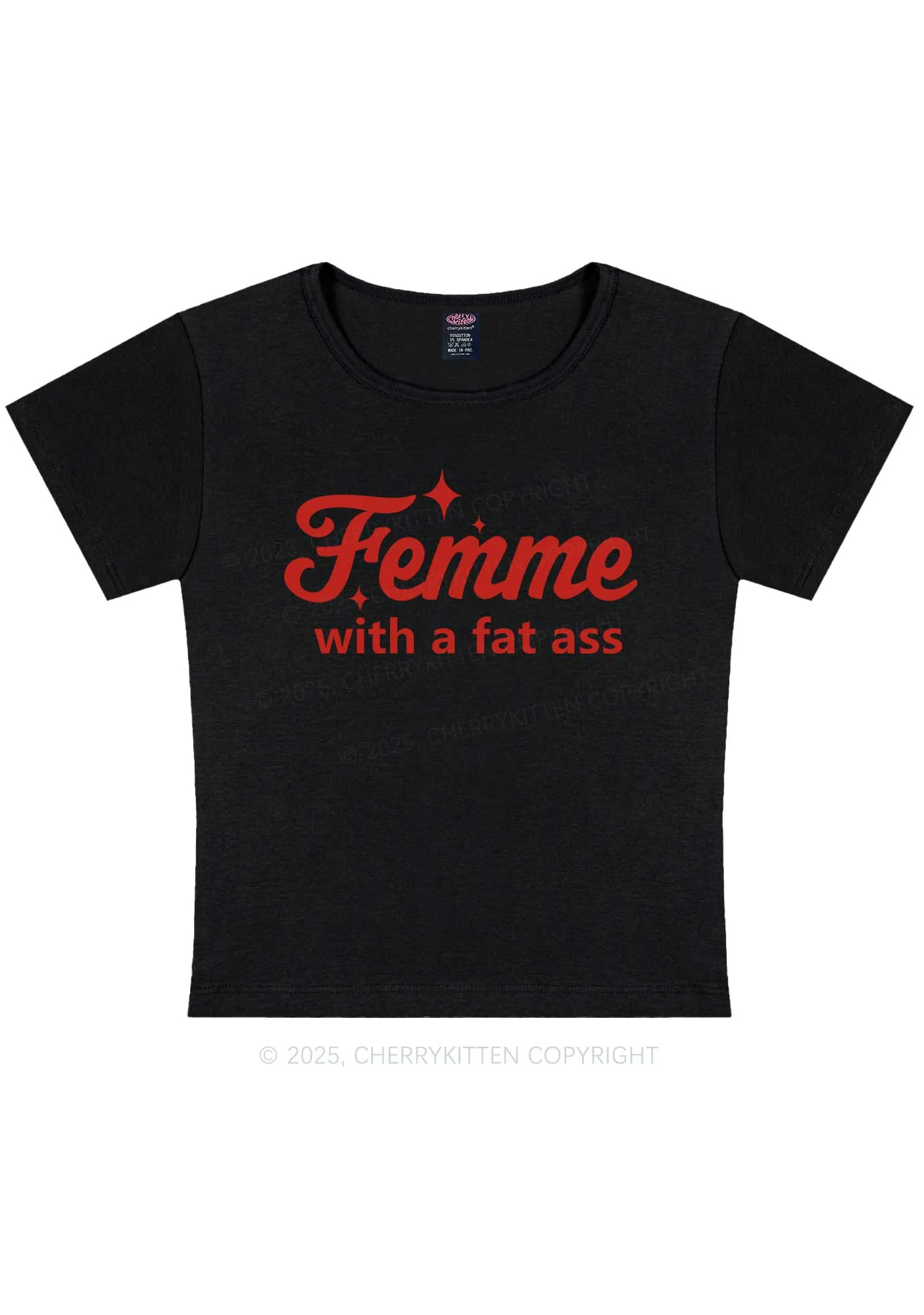 Femme With Fat Axx Pride Y2K Baby Tee Cherrykitten - Image 4