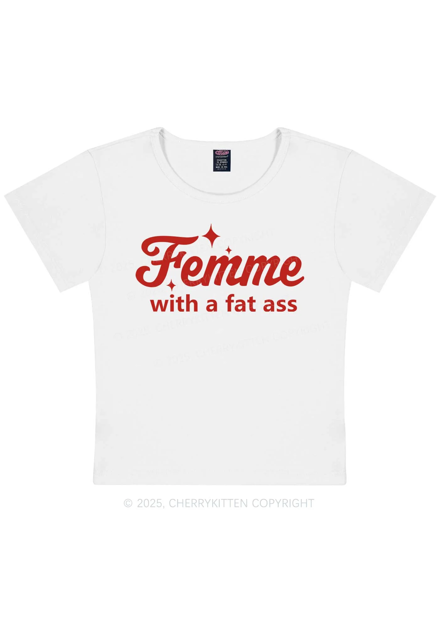 Femme With Fat Axx Pride Y2K Baby Tee Cherrykitten - Image 5