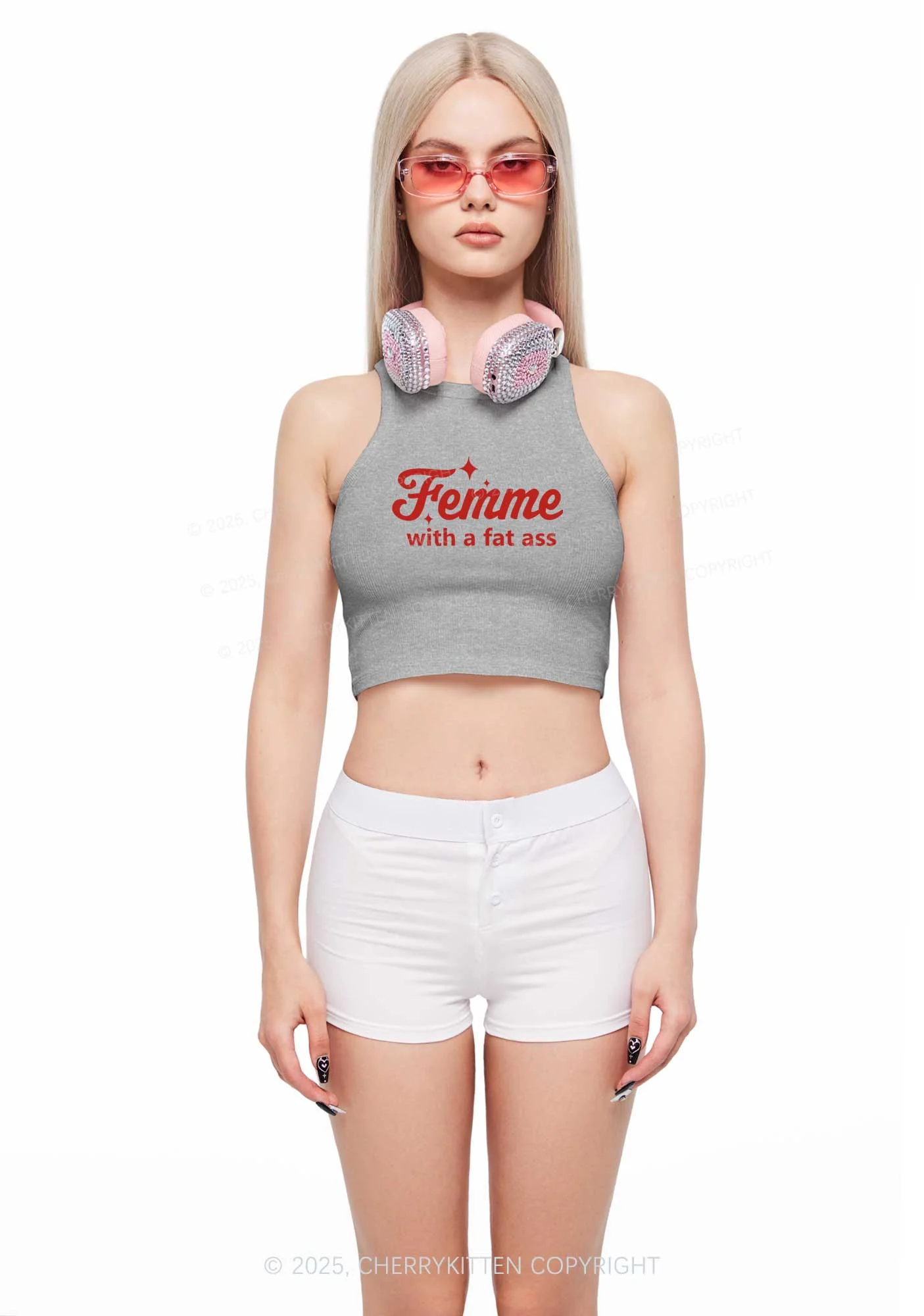 Femme With Fat Axx Pride Y2K Crop Tank Top Cherrykitten - Image 2