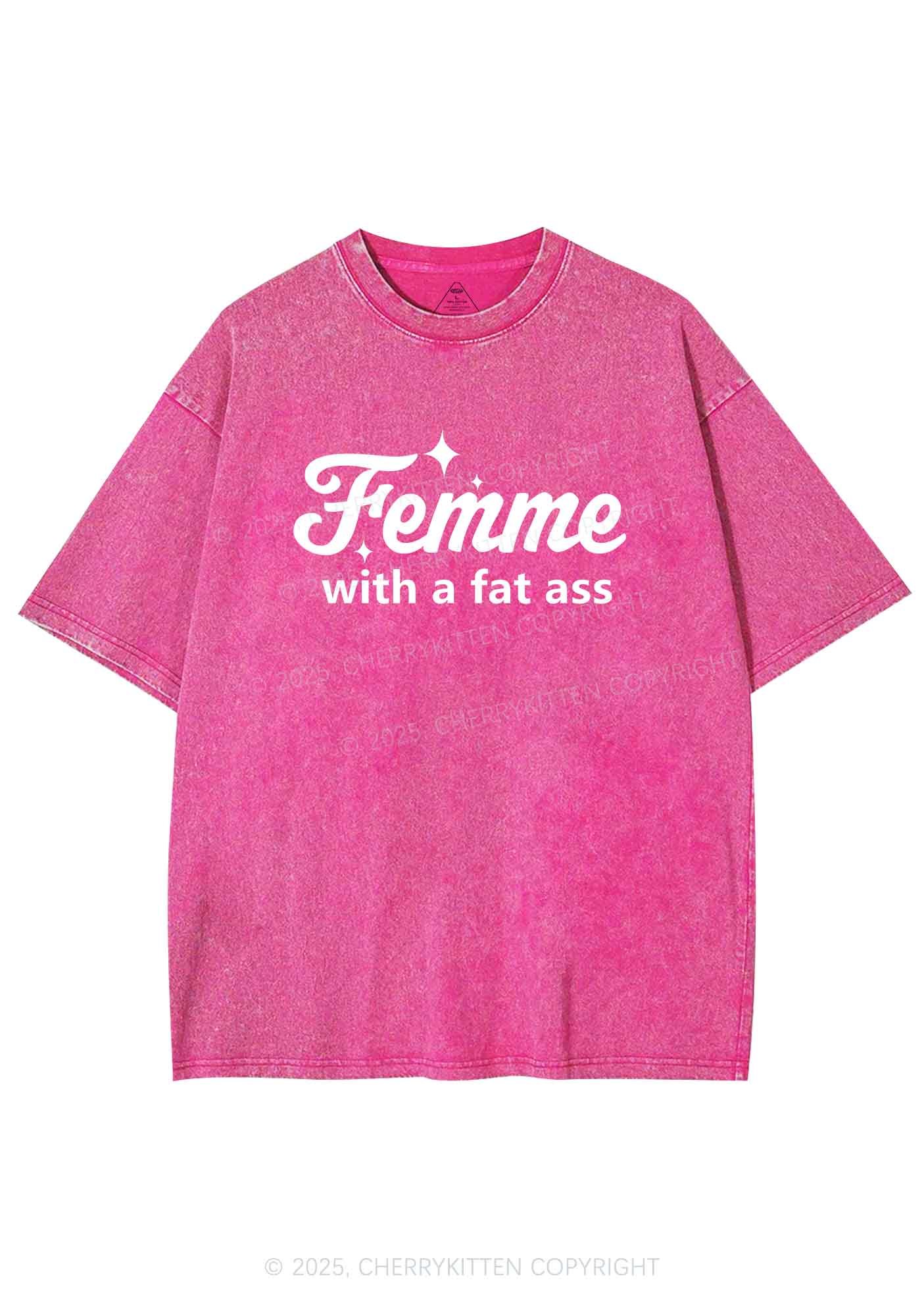Femme With Fat Axx Pride Y2K Shirts Washed Tee Cherrykitten - Image 4
